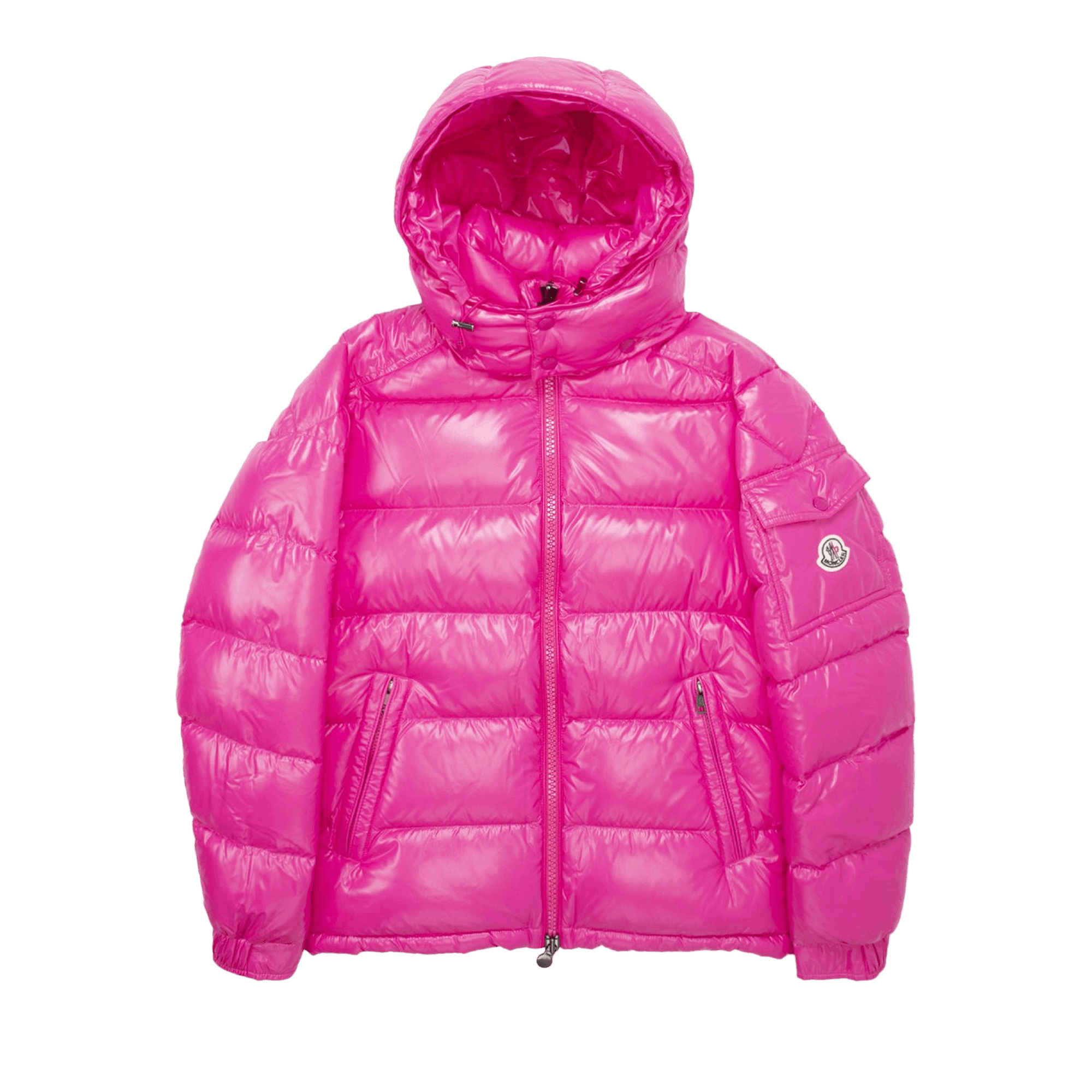 Moncler Maya Hooded Puffer Shiny Jacket 'Pink'