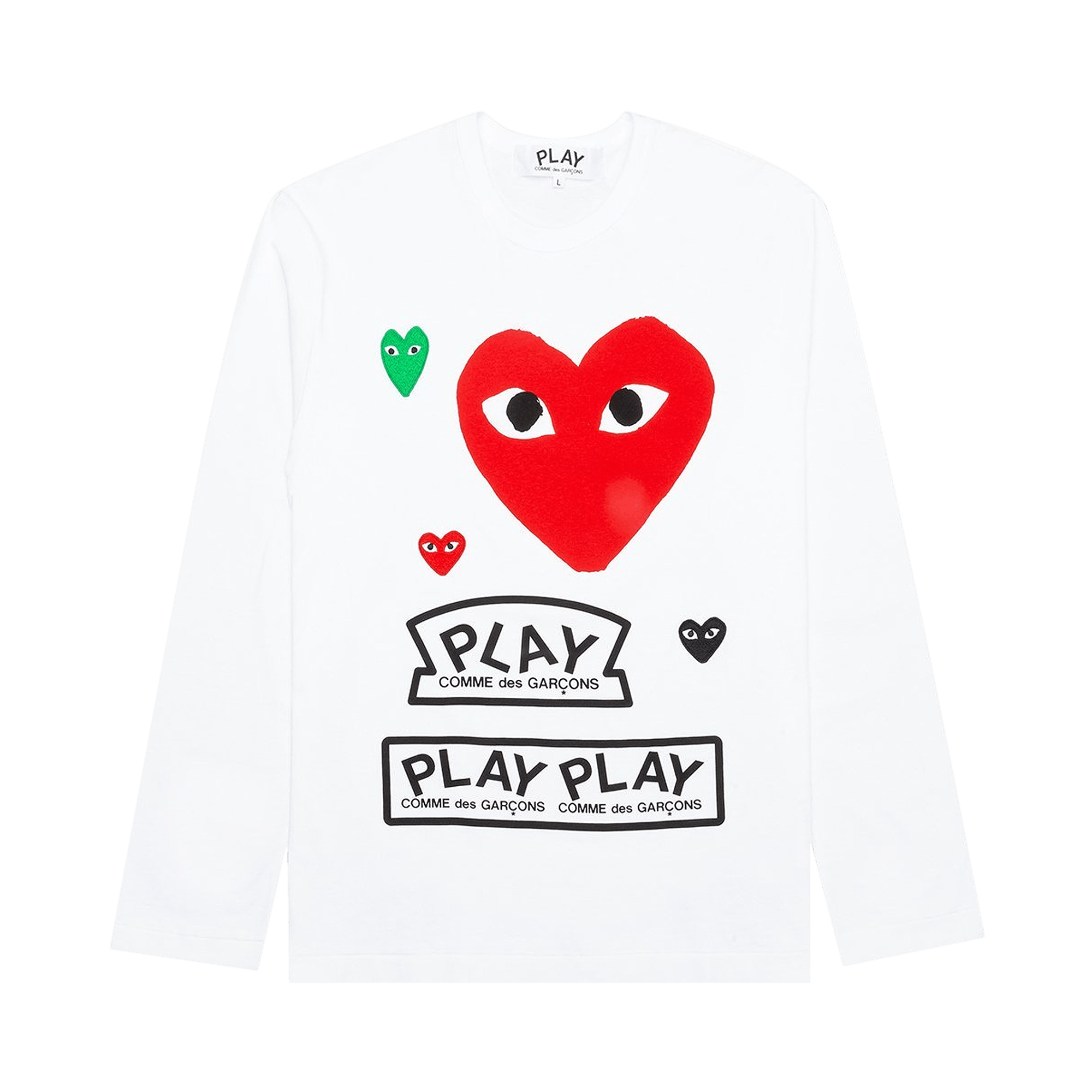 Comme des Garçons PLAY Red Multi Logo Long-Sleeve T-Shirt 'White'