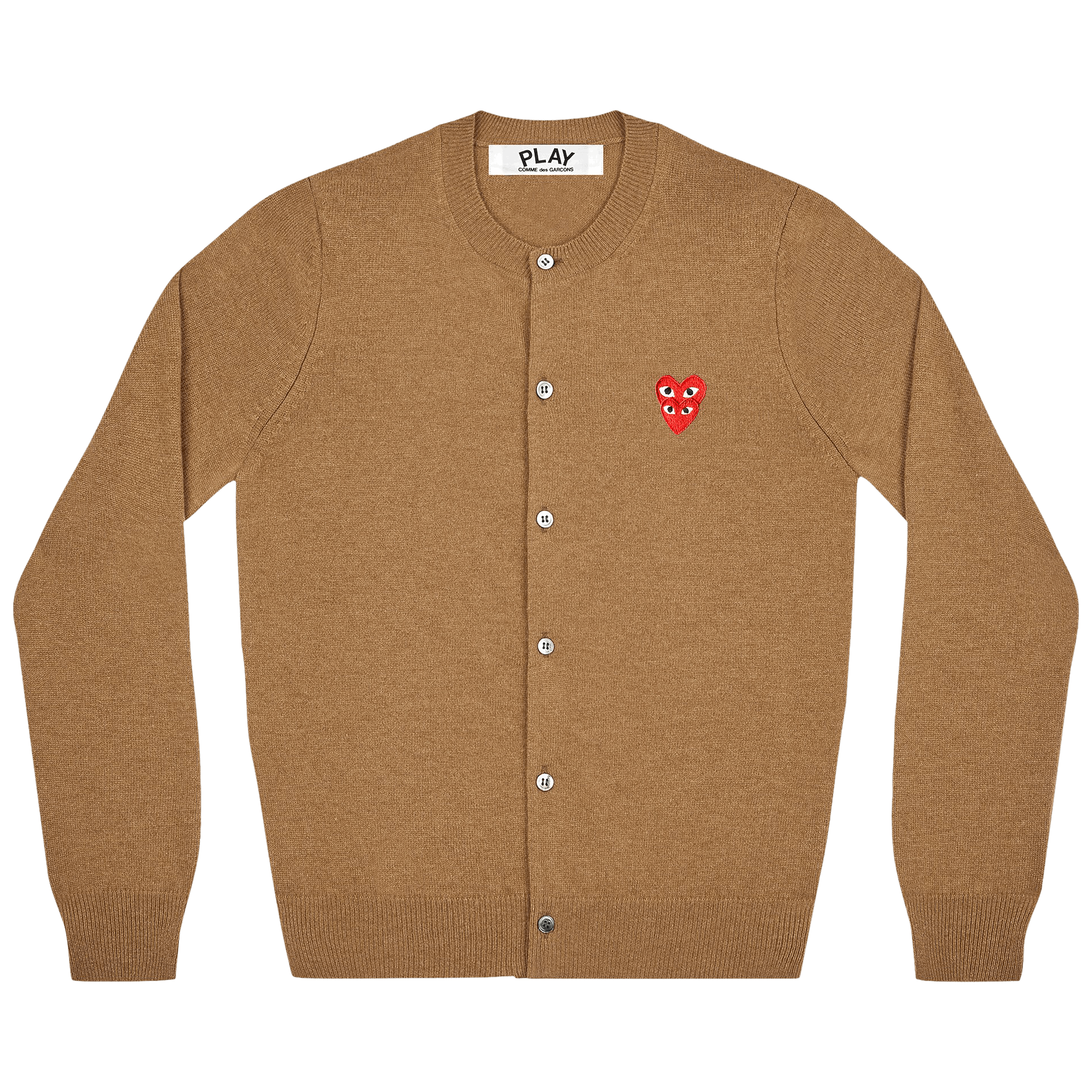 Comme des Garçons PLAY Wool Layered Double Heart Cardigan 'Brown'
