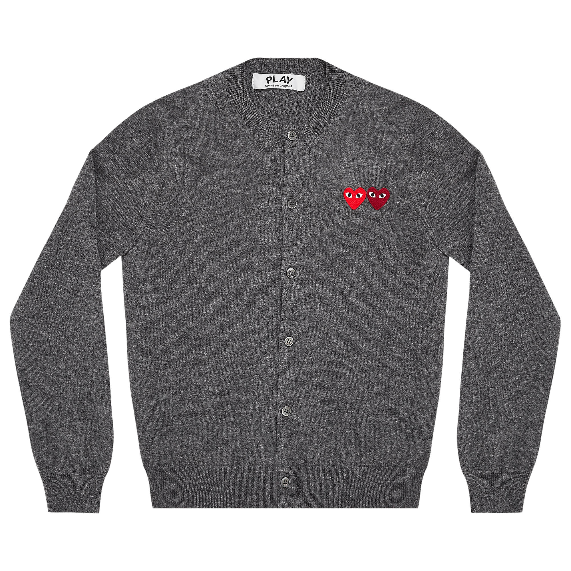 Comme des Garçons PLAY Wool Layered Double Heart Cardigan 'Grey'