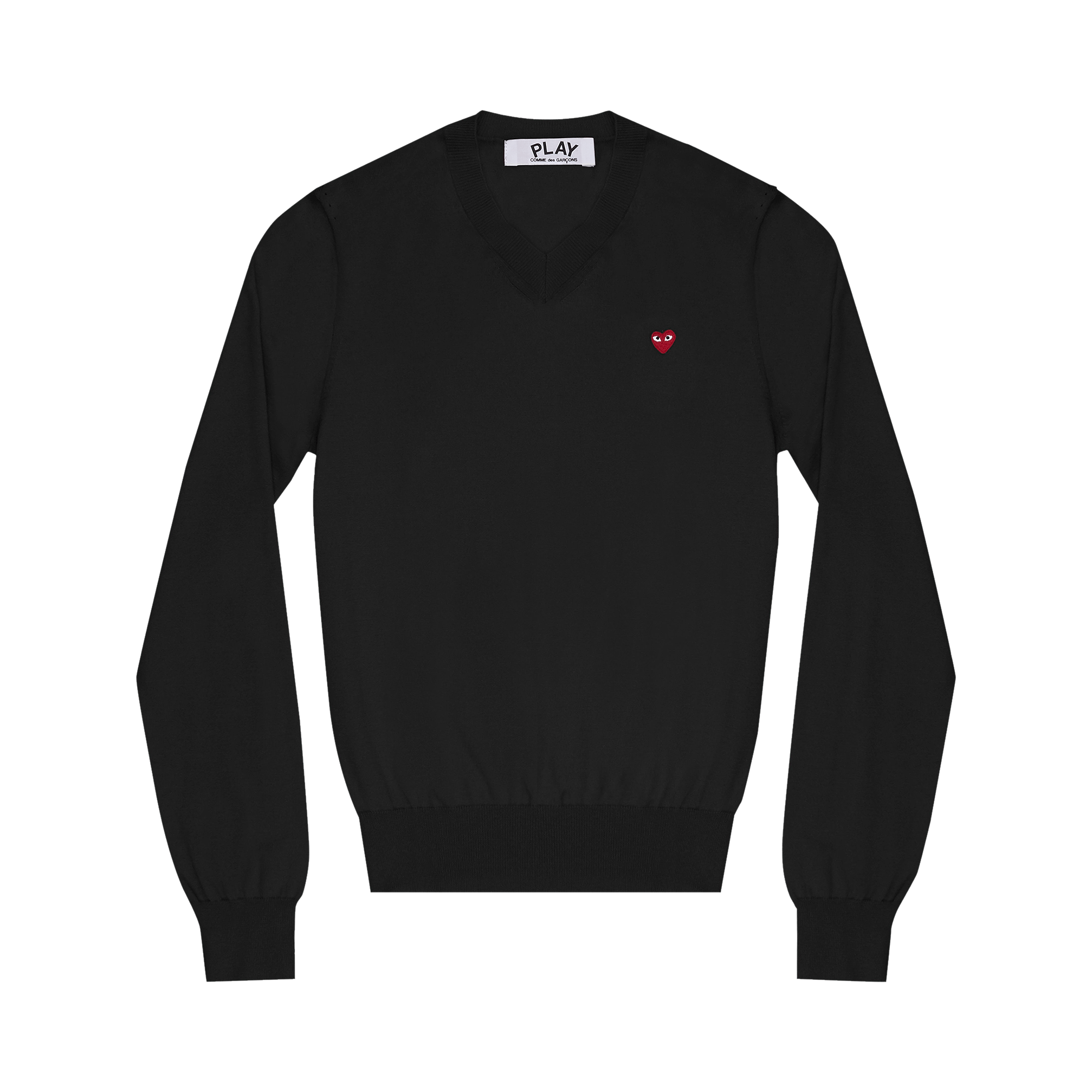 Comme des Garçons PLAY Red Heart Patch V-Neck Sweater 'Black'