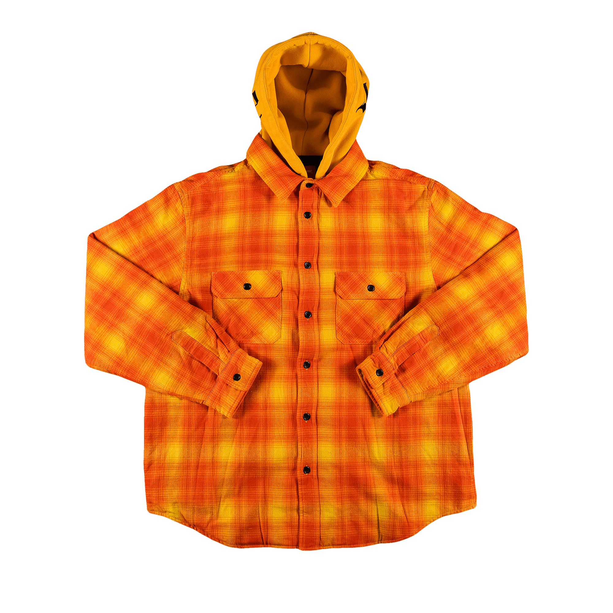 Supreme Hooded Flannel Zip Up Shirt 'Orange'