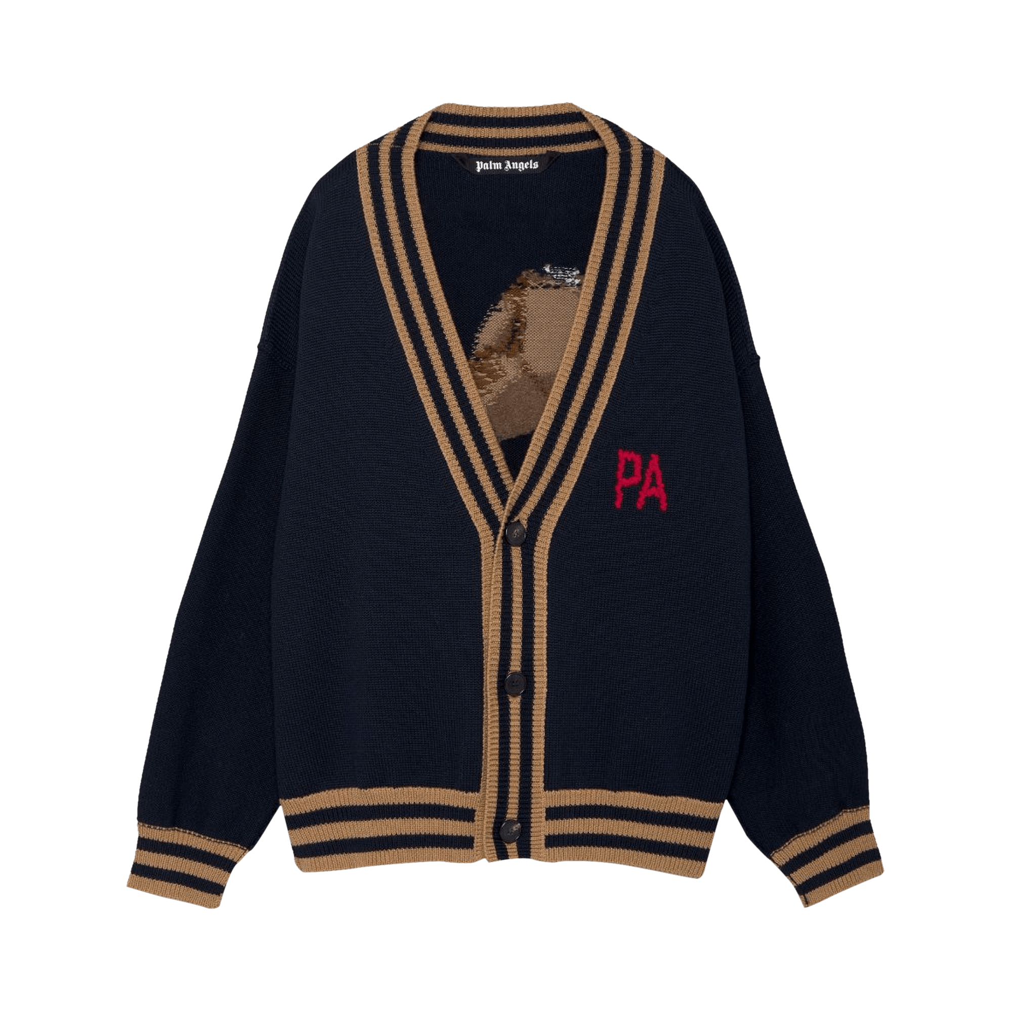 Palm Angels Bear Cardigan 'Black/Brown'