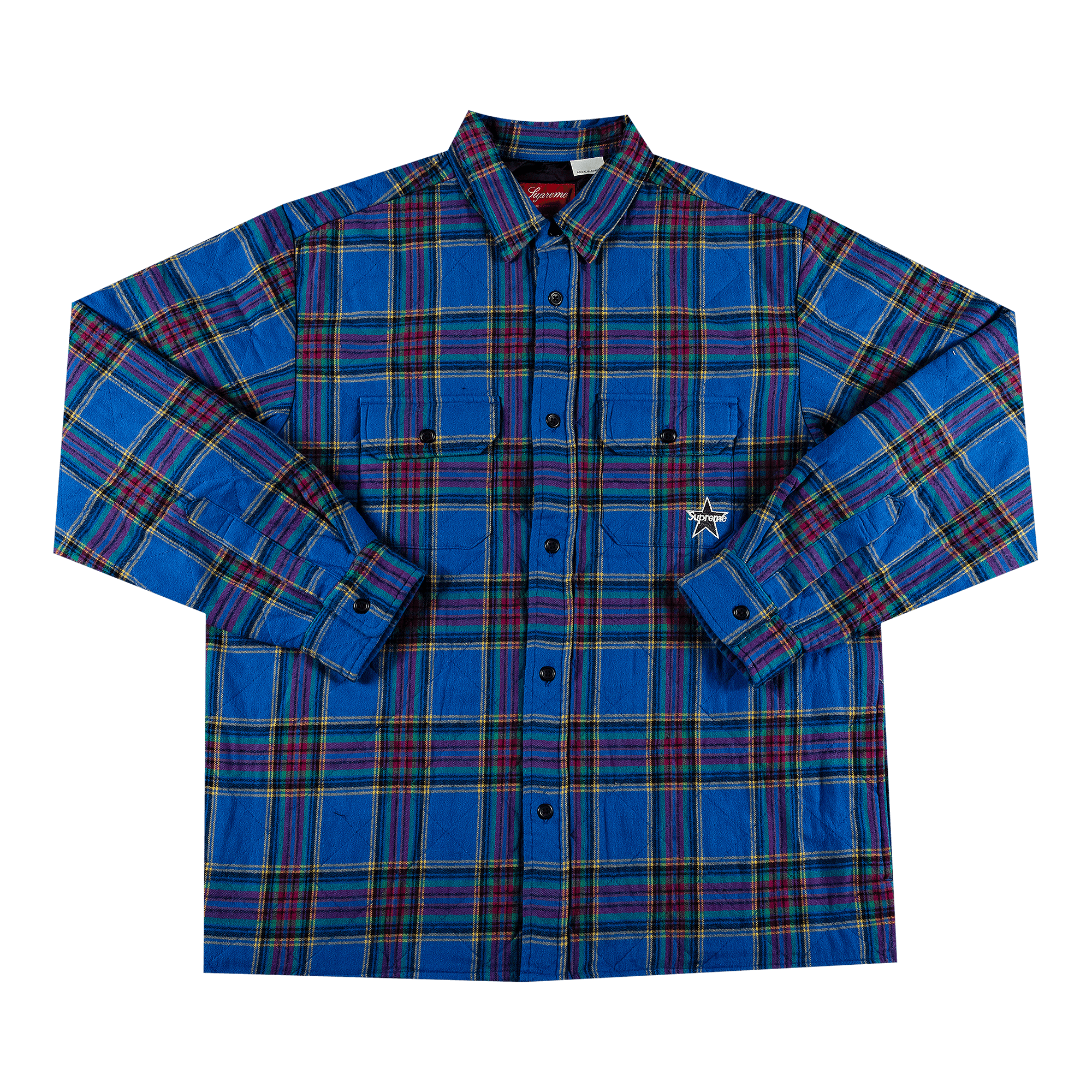 Supreme Quilted Plaid Flannel Shirt 'Dusty Royal'
