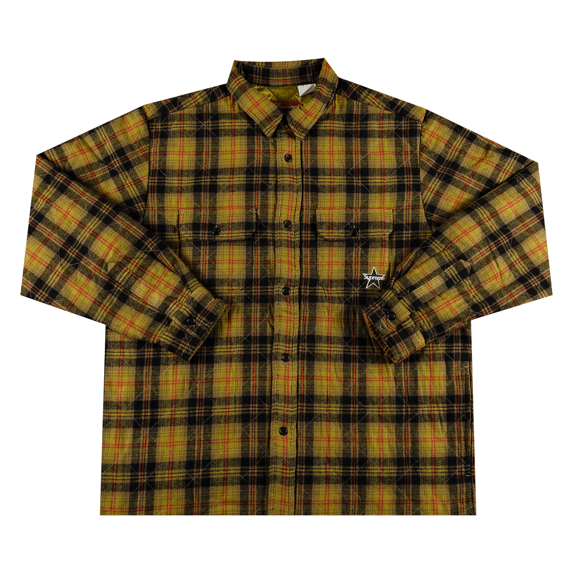 Supreme Quilted Plaid Flannel Shirt 'Olive'