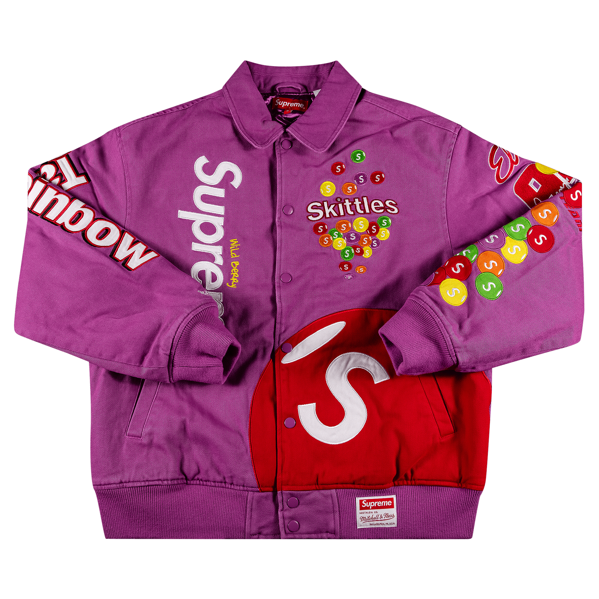 Supreme x Skittles x Mitchell & Ness Varsity Jacket 'Purple'