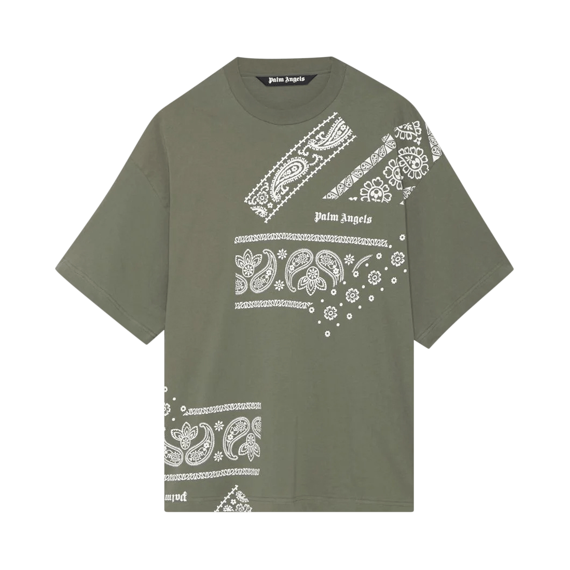 Palm Angels Bandana Print Tee 'Military/Light Grey'
