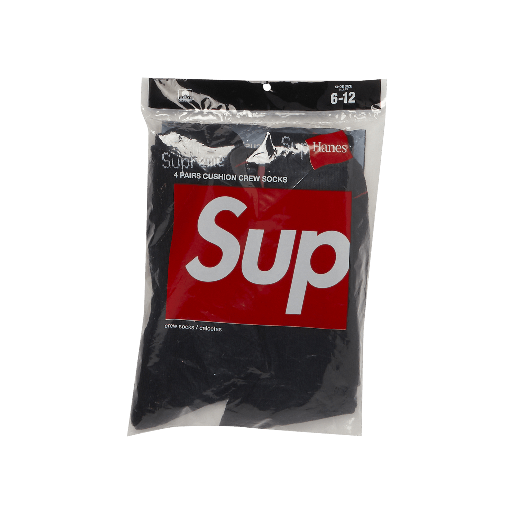 Supreme x Hanes Crew Socks (4 Pack) 'Black'