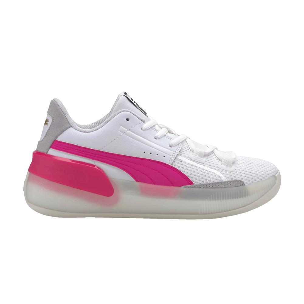 Pre-owned Puma Clyde Hardwood Jr 'pink Glow' In White