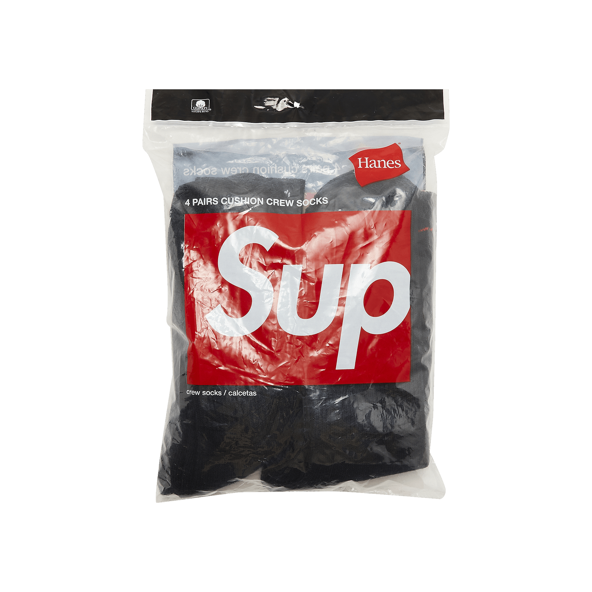 Supreme x Hanes Crew Socks (4 Pack) 'Black'