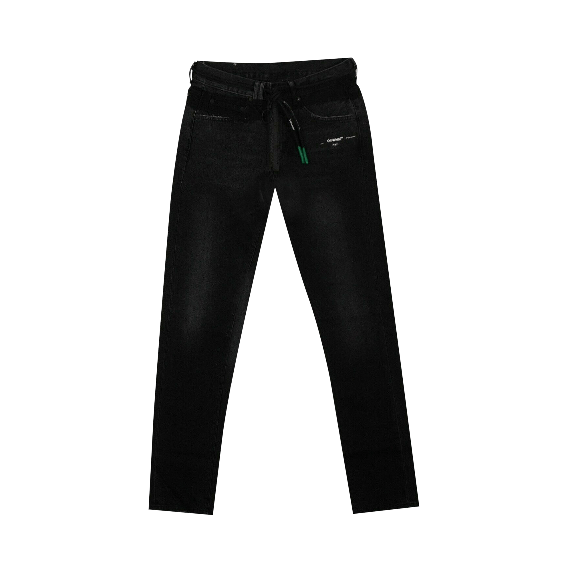 Off-White Front Zip Belted Jeans 'Black'