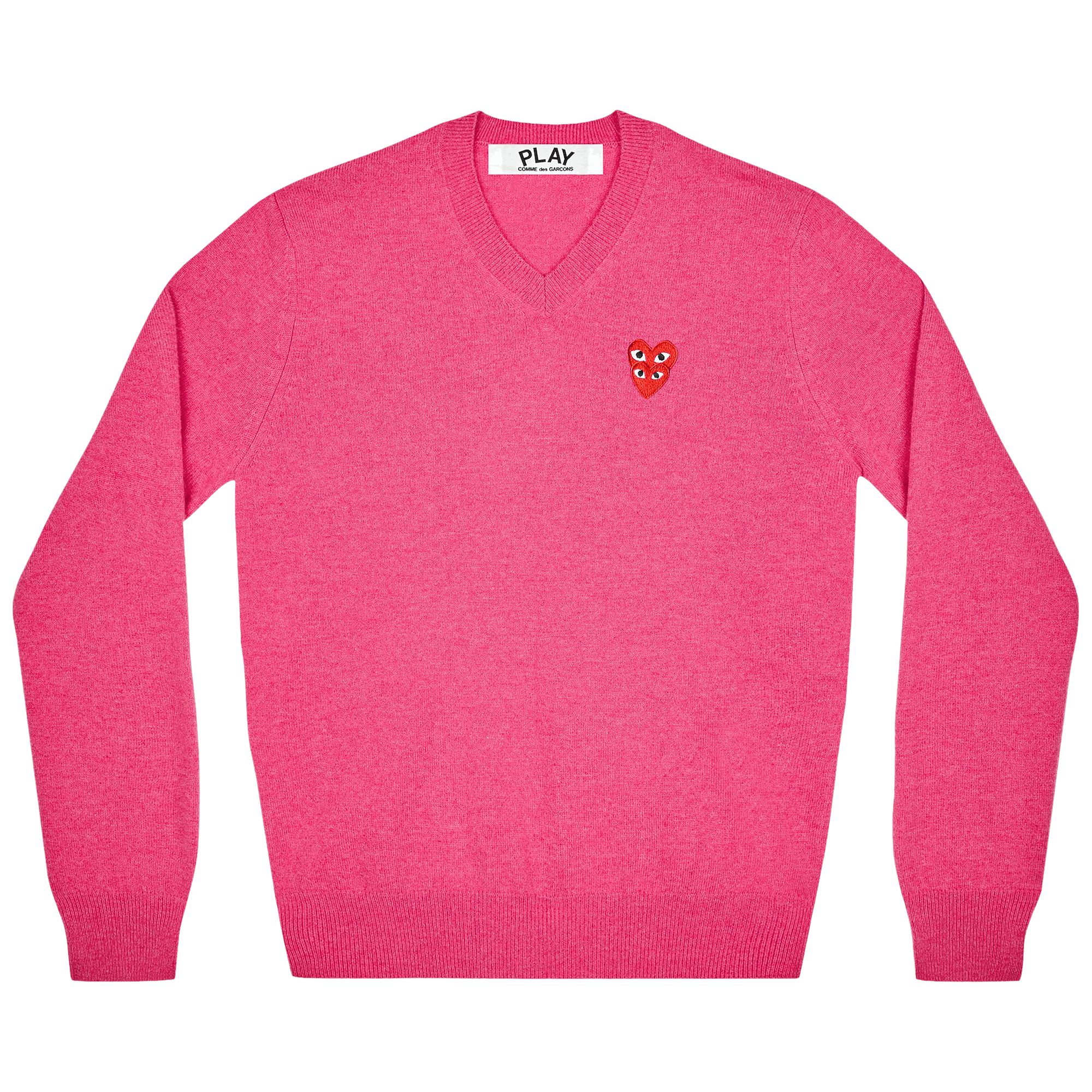 Comme des Garçons PLAY Double Heart Logo V-Neck Sweater 'Pink'