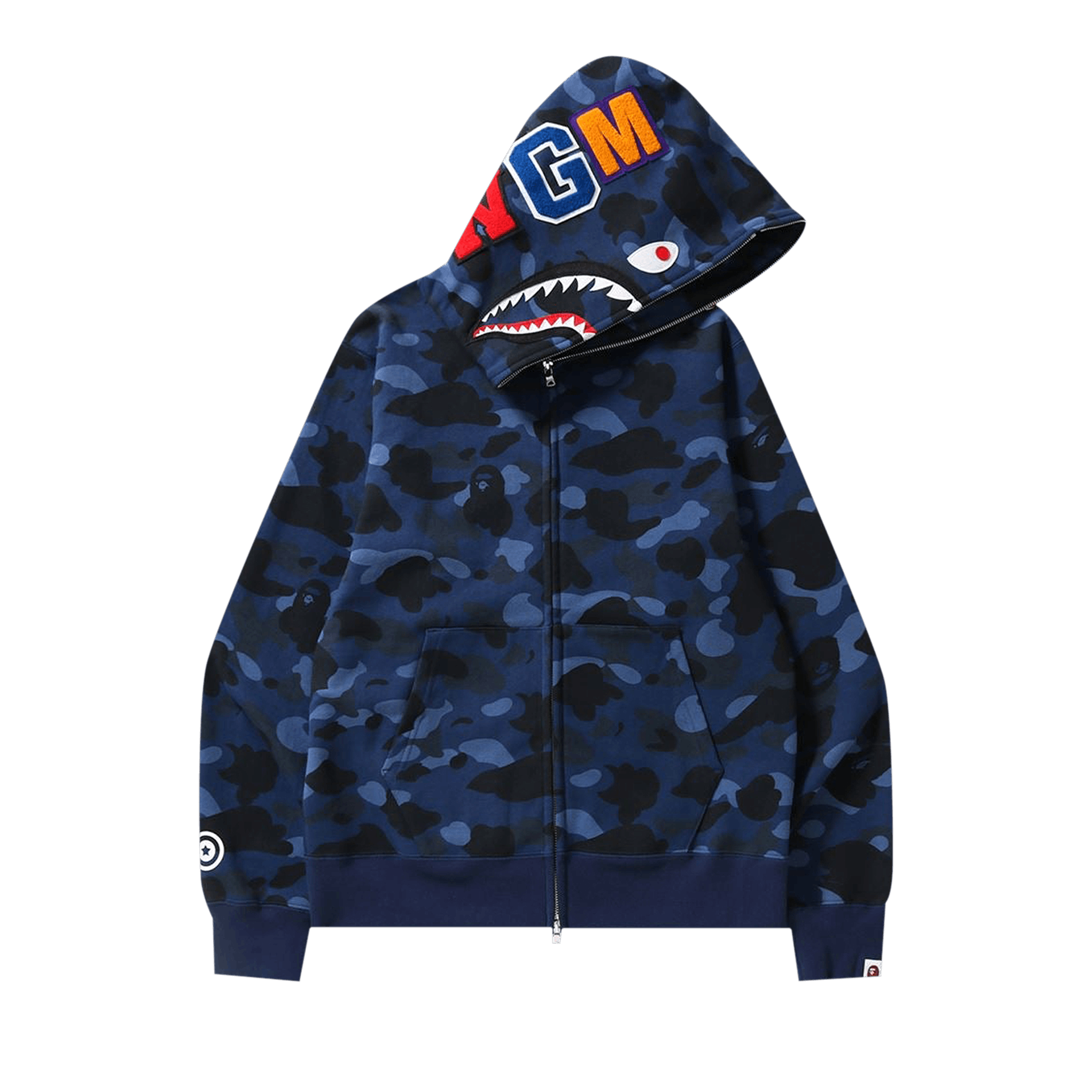 Bape Color Camo Shark Full Zip Hoodie 'navy' In Blue | ModeSens