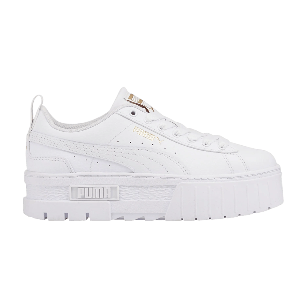 Pre-owned Puma Mayze Leather Jr 'white Team Gold'