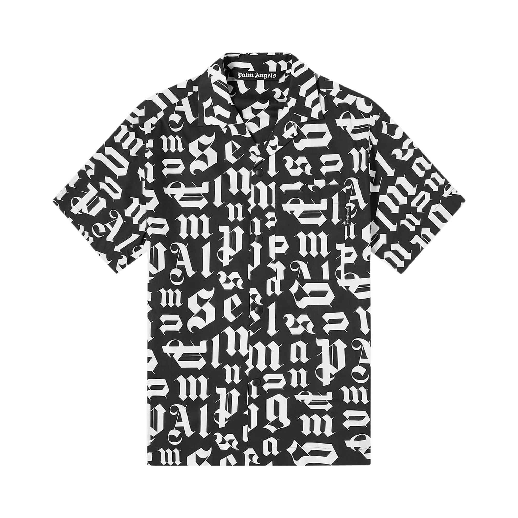 Palm Angels Broken Monogram Bowling Shirt 'Black/White'