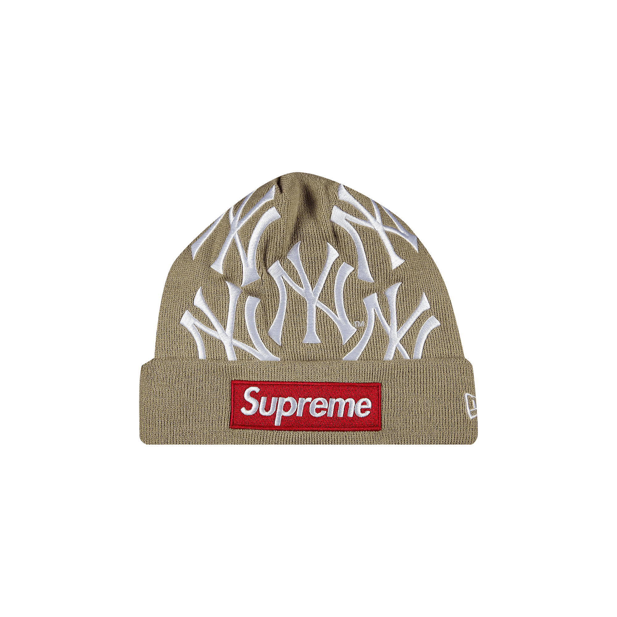 Supreme x New York Yankees x New Era Box Logo Beanie 'Tan'