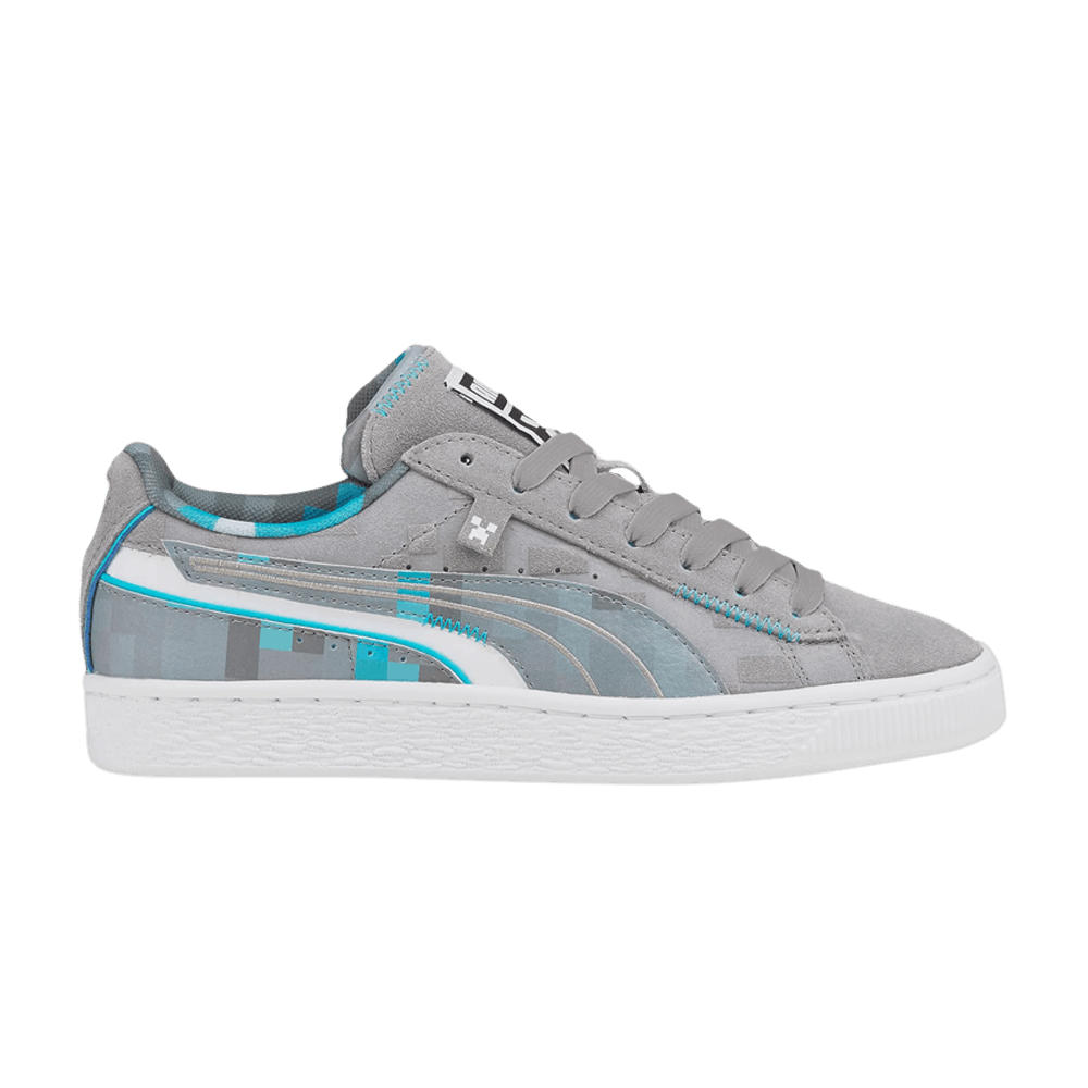 Pre-owned Puma Minecraft X Suede Jr 'diamond Block' In Grey