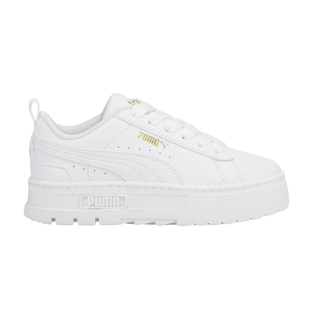 Pre-owned Puma Mayze Leather Little Kid 'white Team Gold'