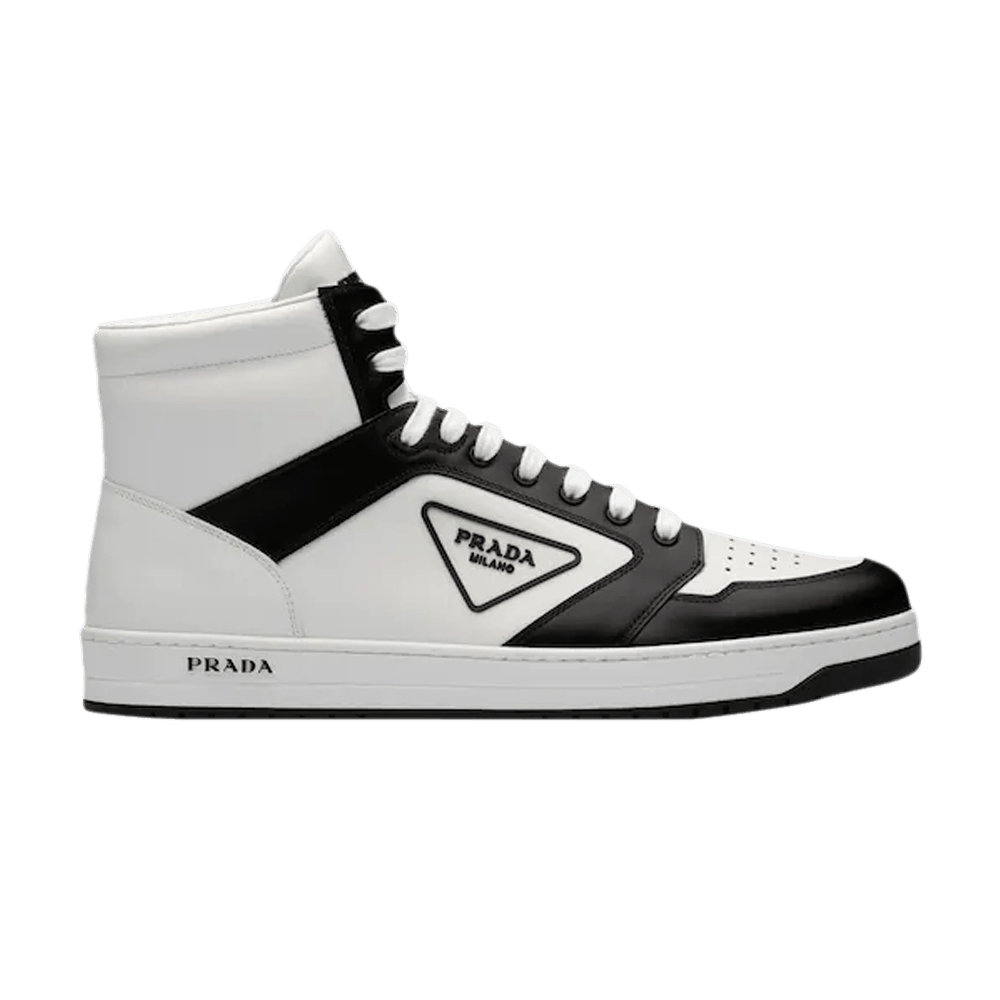Prada District Leather Sneaker High 'White Black'