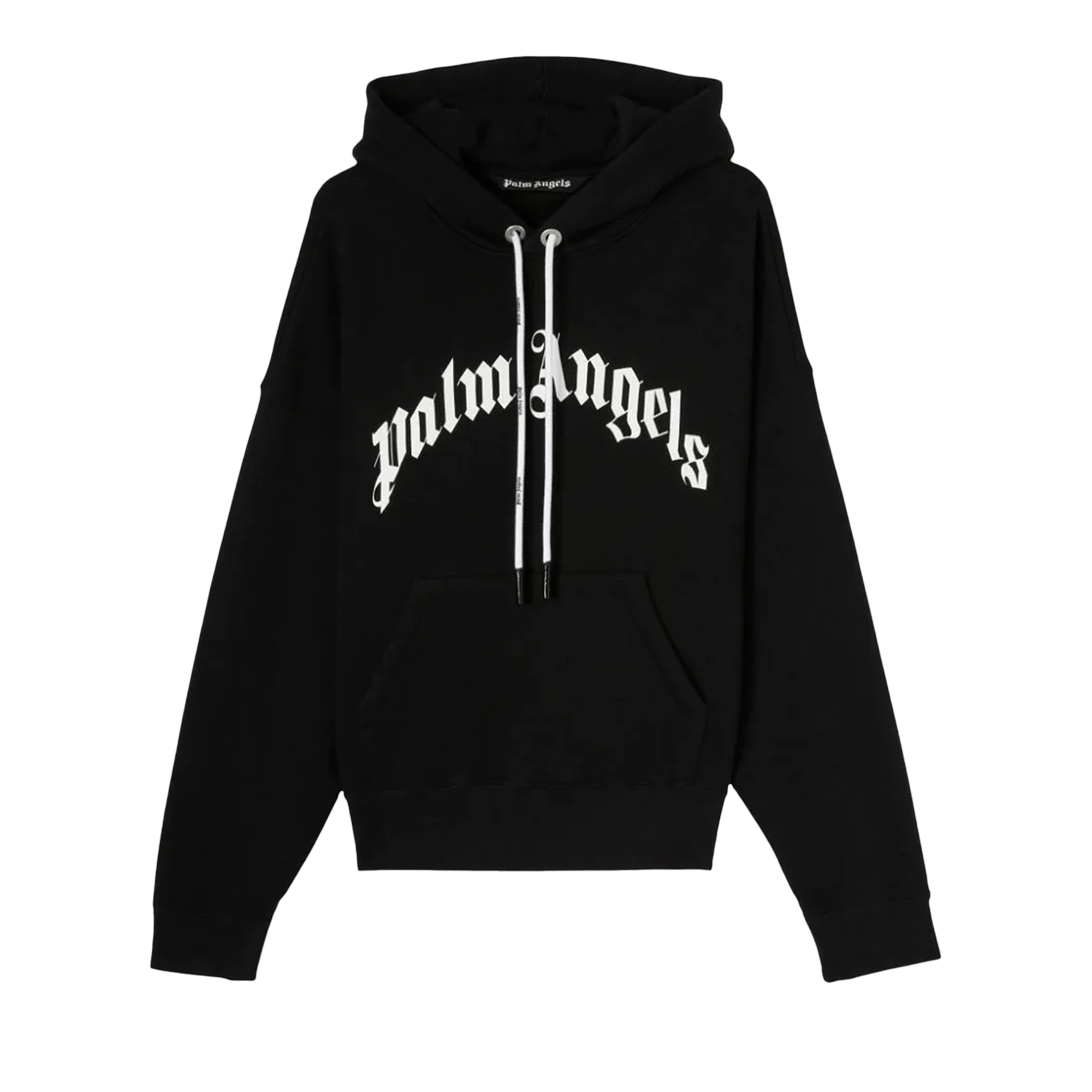 Palm Angels Curved Logo Hoody 'Black/White'