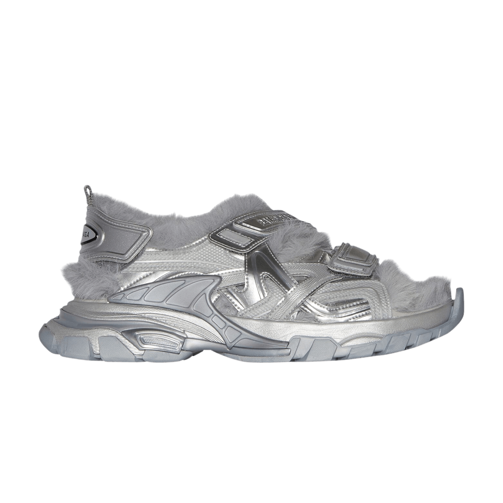 Balenciaga Track Sandal 'Fake Fur - Silver'