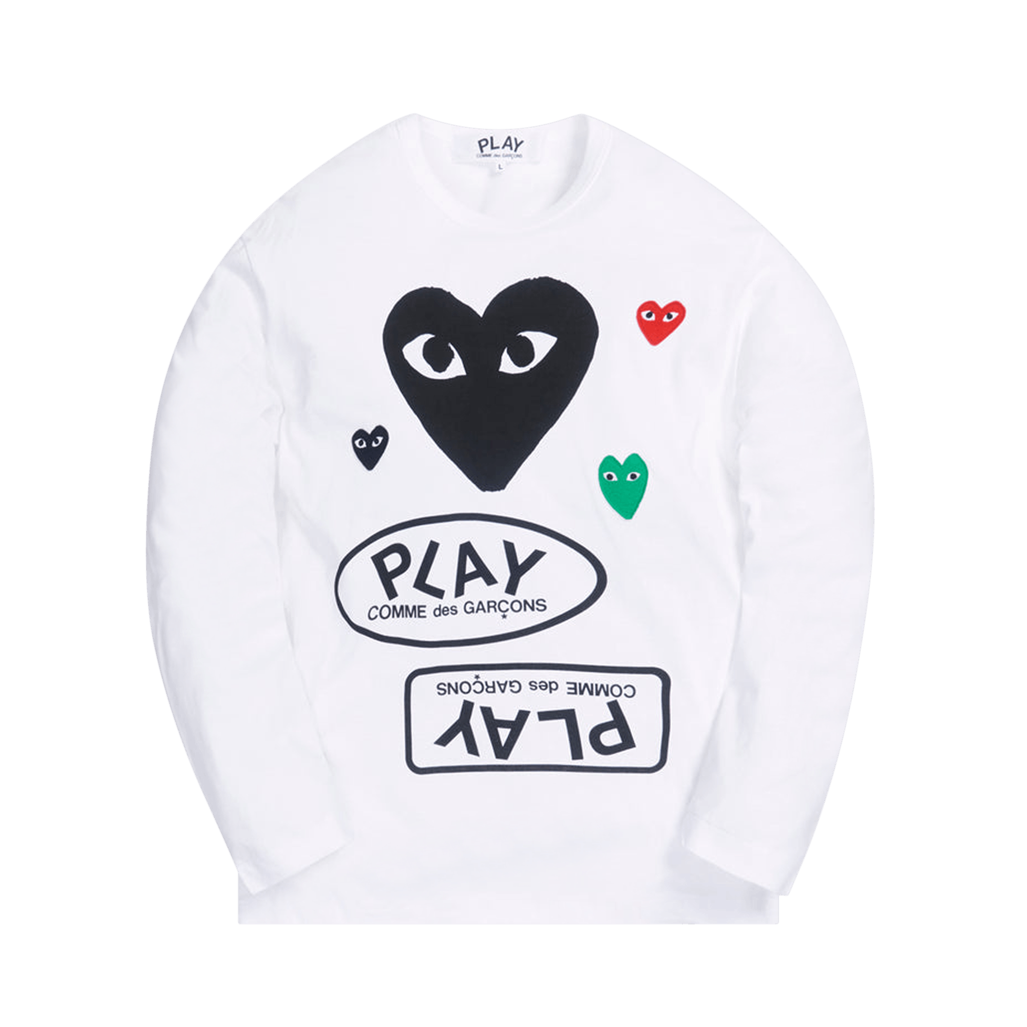 Comme des Garçons PLAY Multi Logo Long-Sleeve Tee 'White'