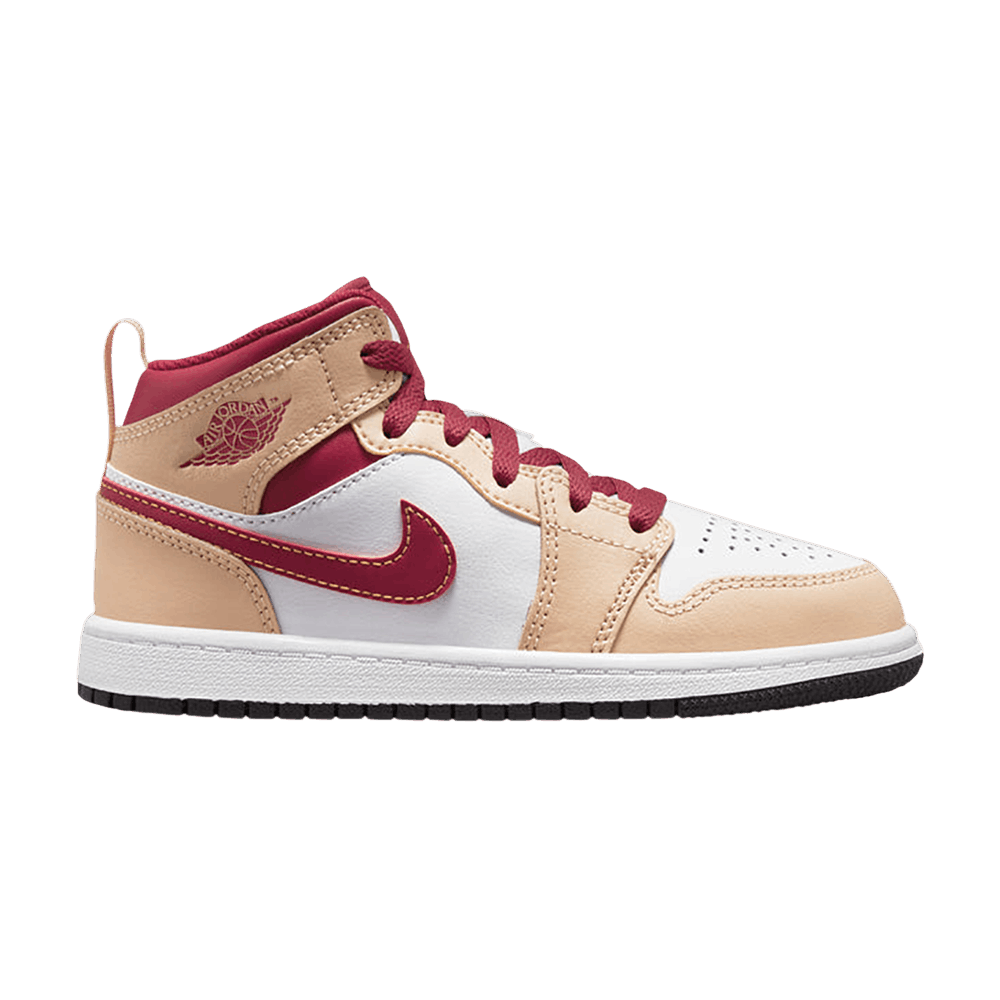 Pre-owned Air Jordan 1 Mid Ps 'light Curry Cardinal Red' In Cream