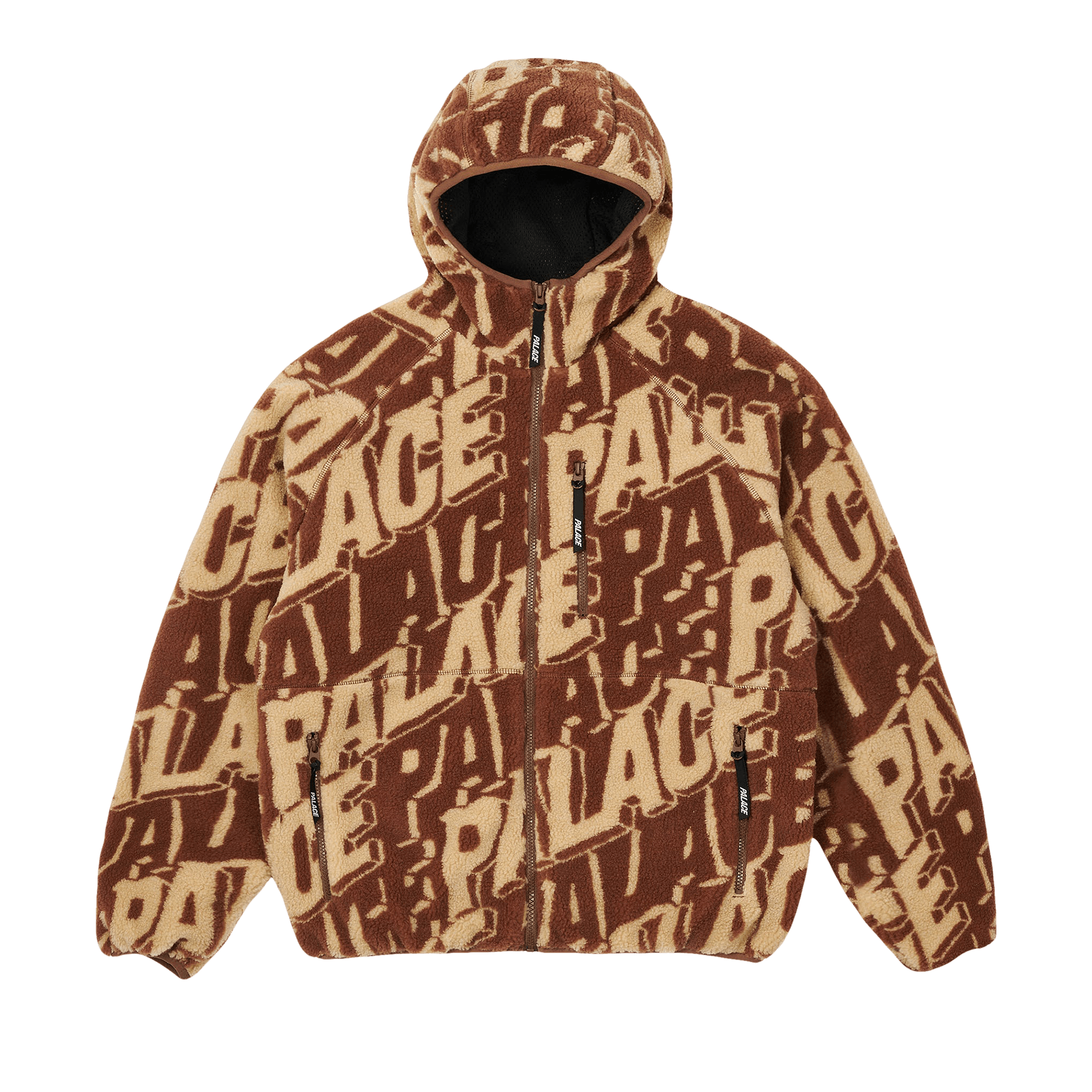 Palace Jacquard Fleece Hooded Jacket 'Tan/Brown'
