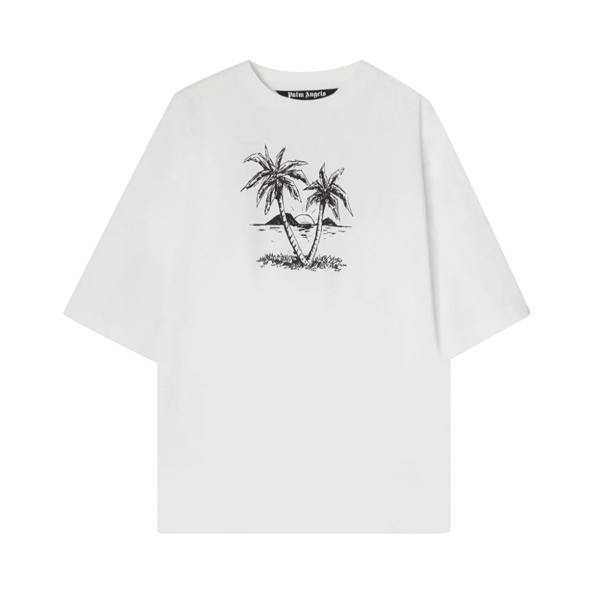 Palm Angels Sunset Palms Logo Over Tee 'Optical White'