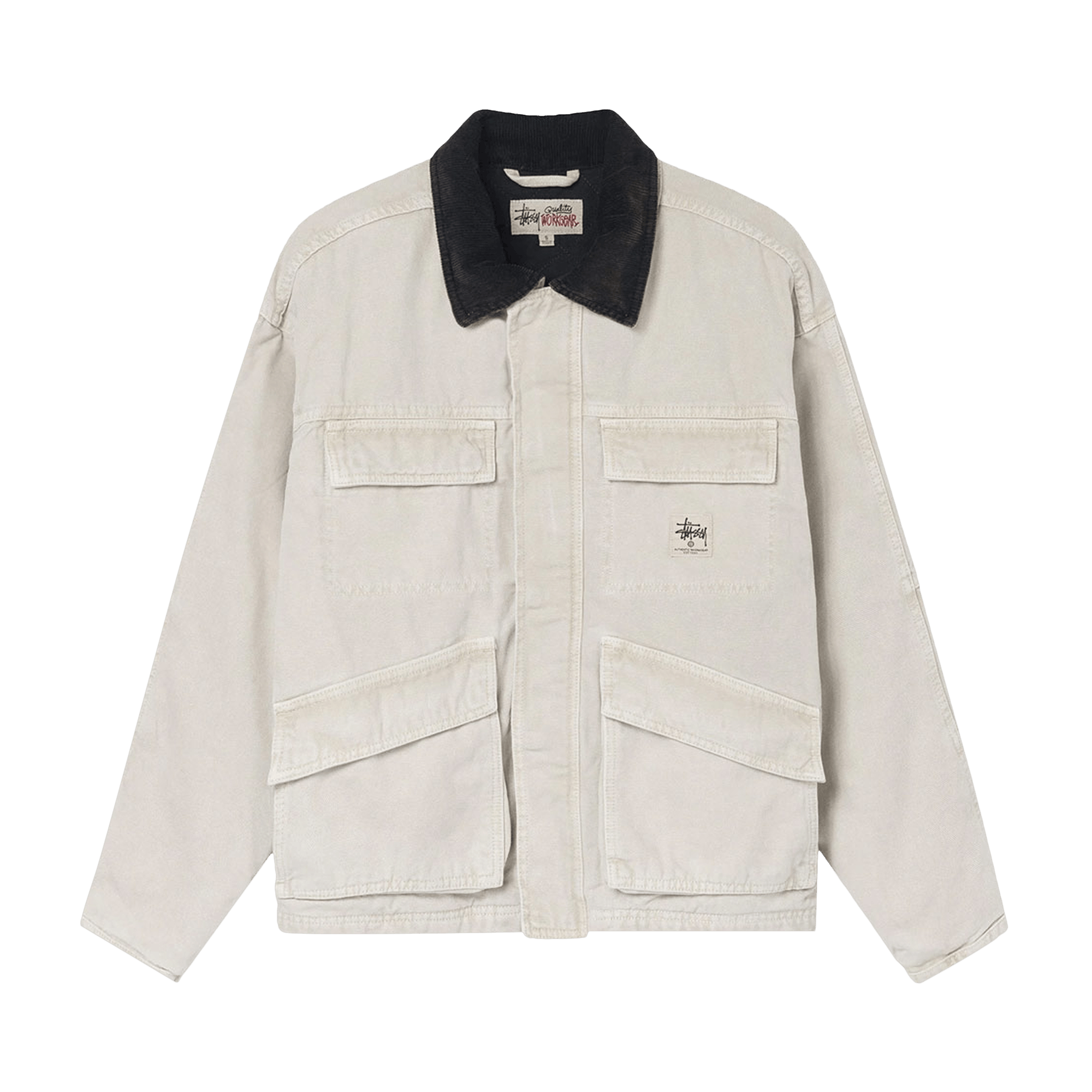 Pre-owned Stussy Washed Canvas Shop Jacket 'bone' In Cream