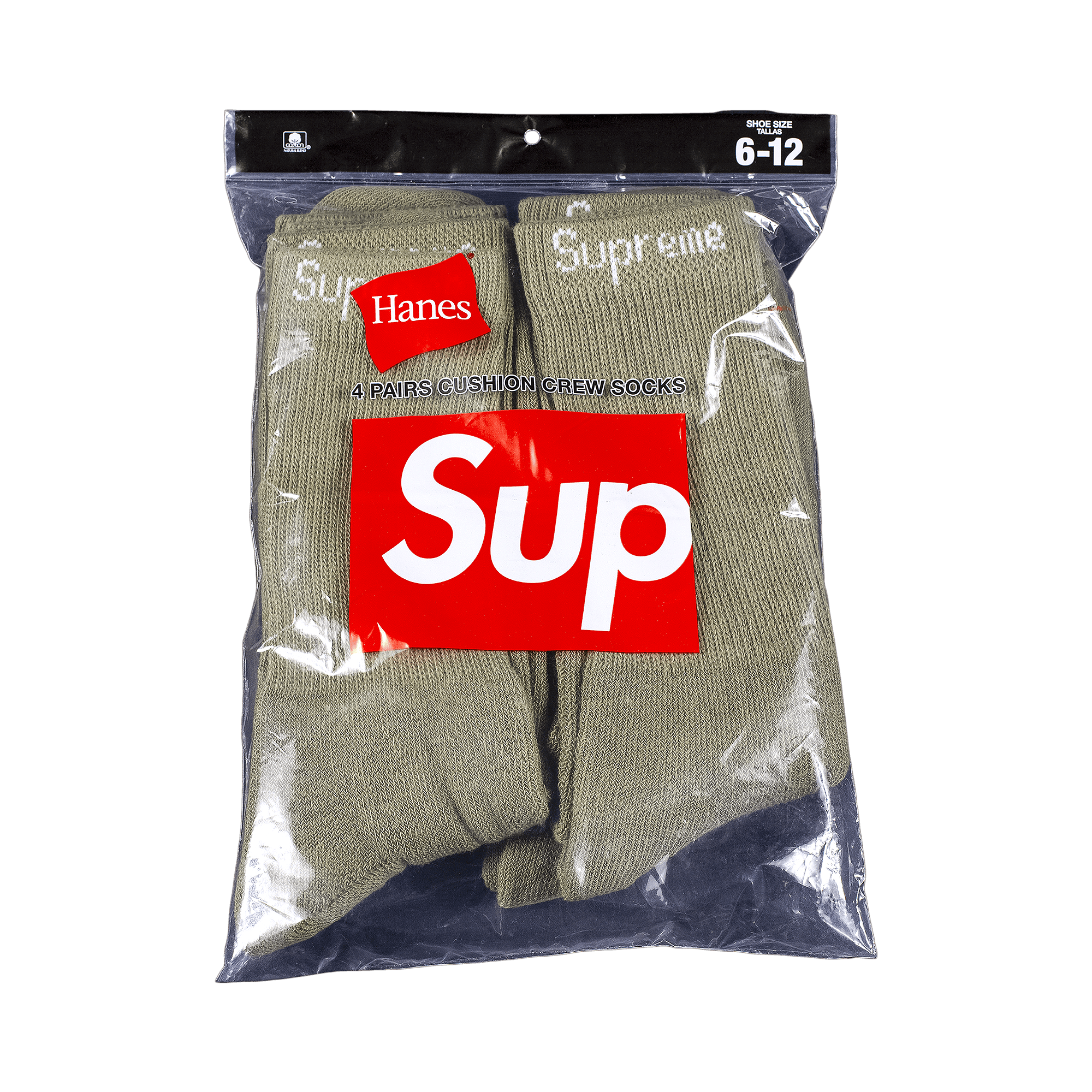Supreme x Hanes Crew Socks (4 Pack) 'Olive'
