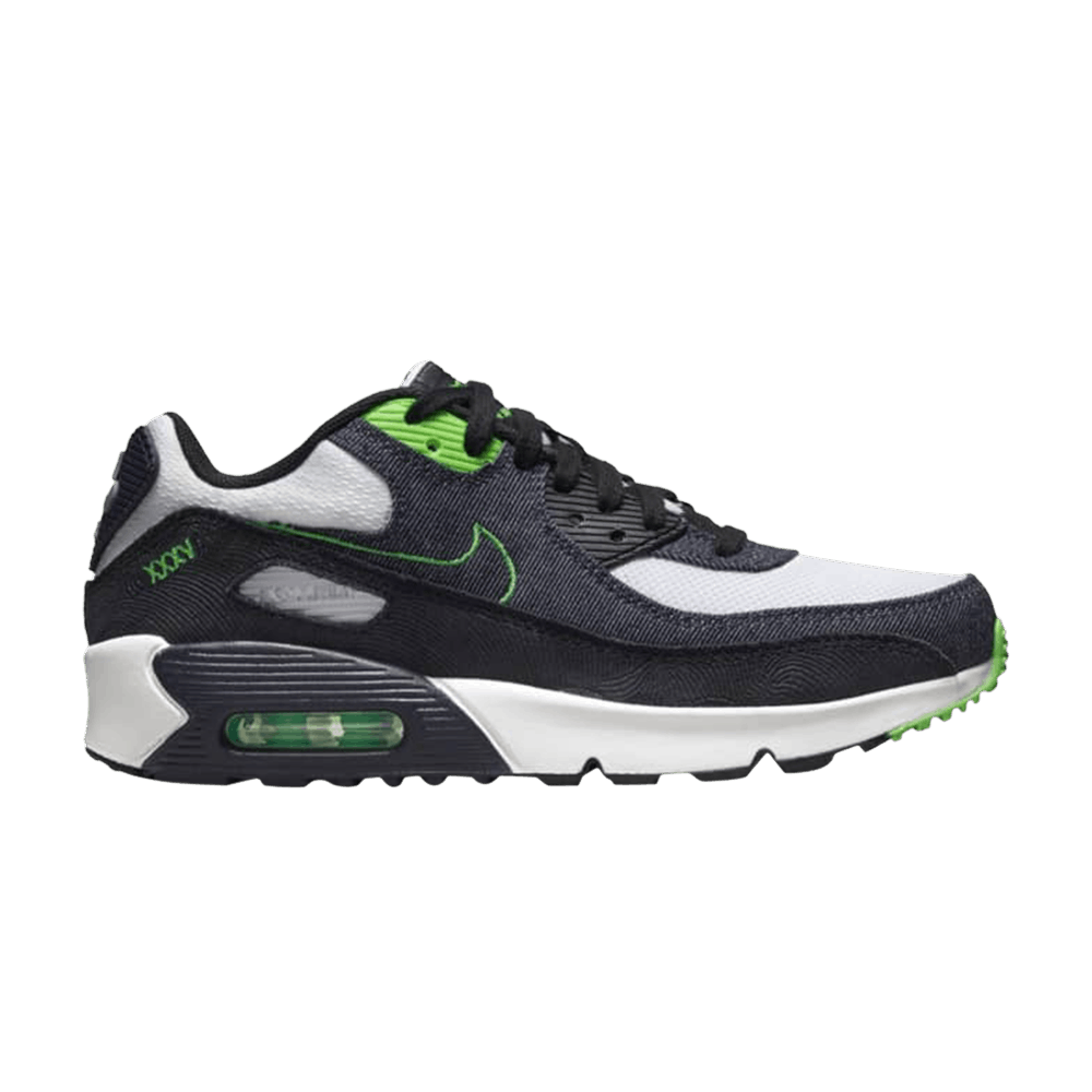 Nike Air Max 90 Leather SE GS 'Black Scream Green'