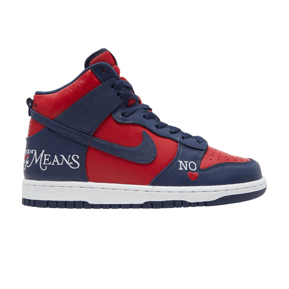 Supreme x Nike Dunk High SB 'By Any Means - Red Navy'