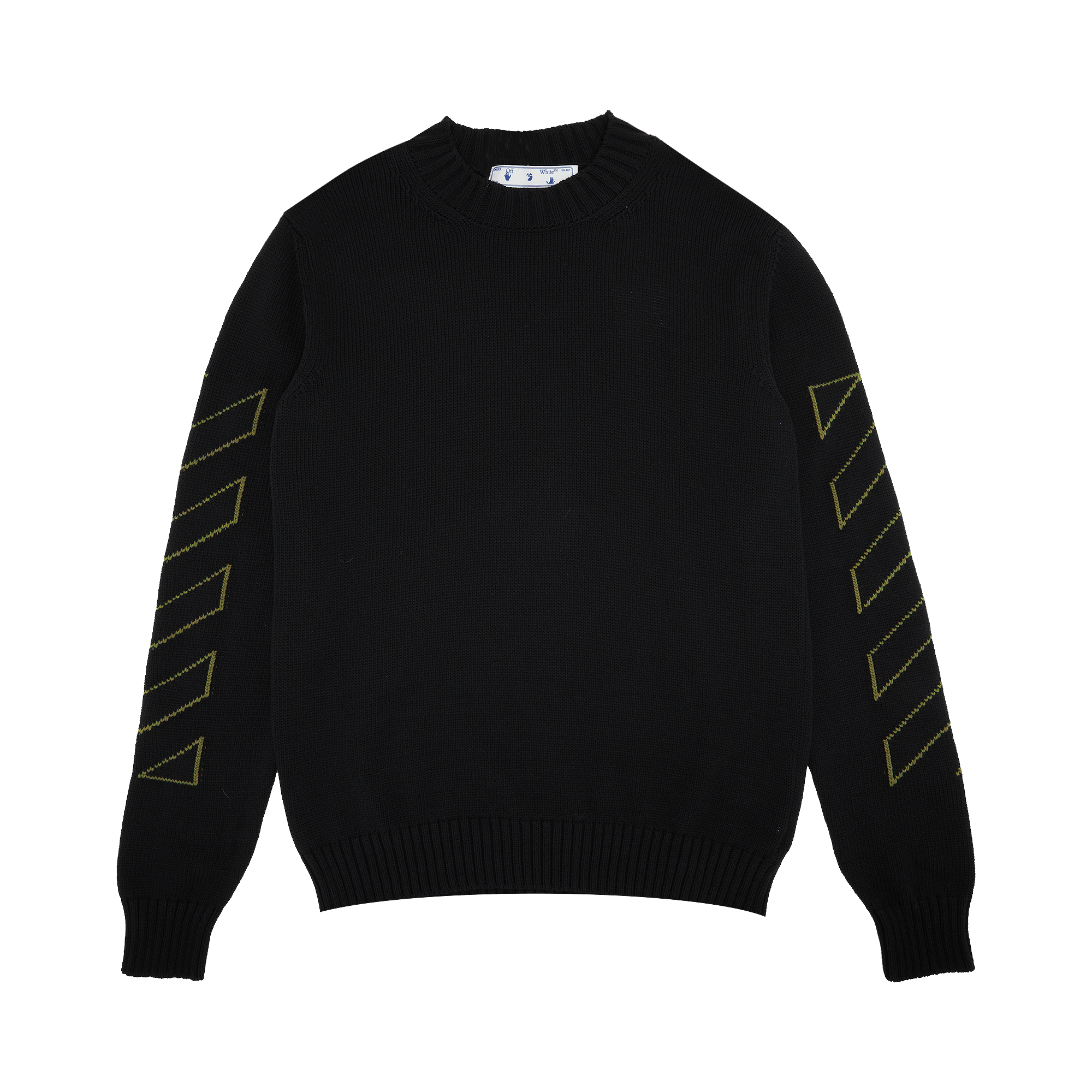 Off-White Arrow Diag Outline Knit Crewneck 'Black/Green'