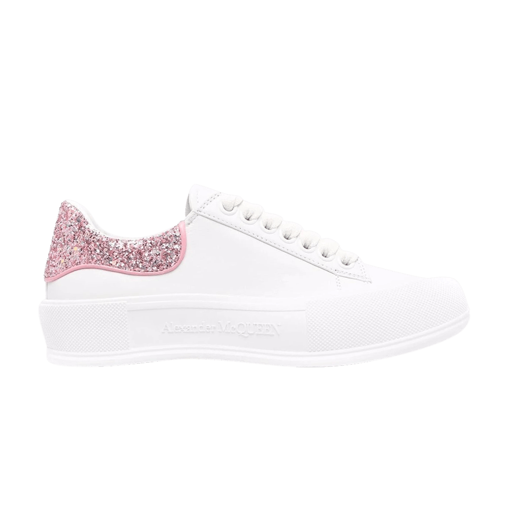 Alexander McQueen Wmns Deck Plimsoll 'White Rose Pink Glitter'
