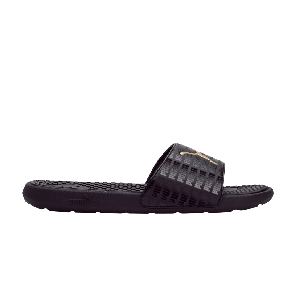 Pre-owned Puma Wmns Cool Cat Echo Slide 'black Team Gold'