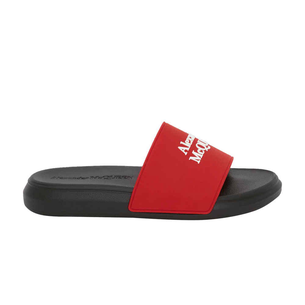 Alexander McQueen Logo Pool Slides 'Lust Red'