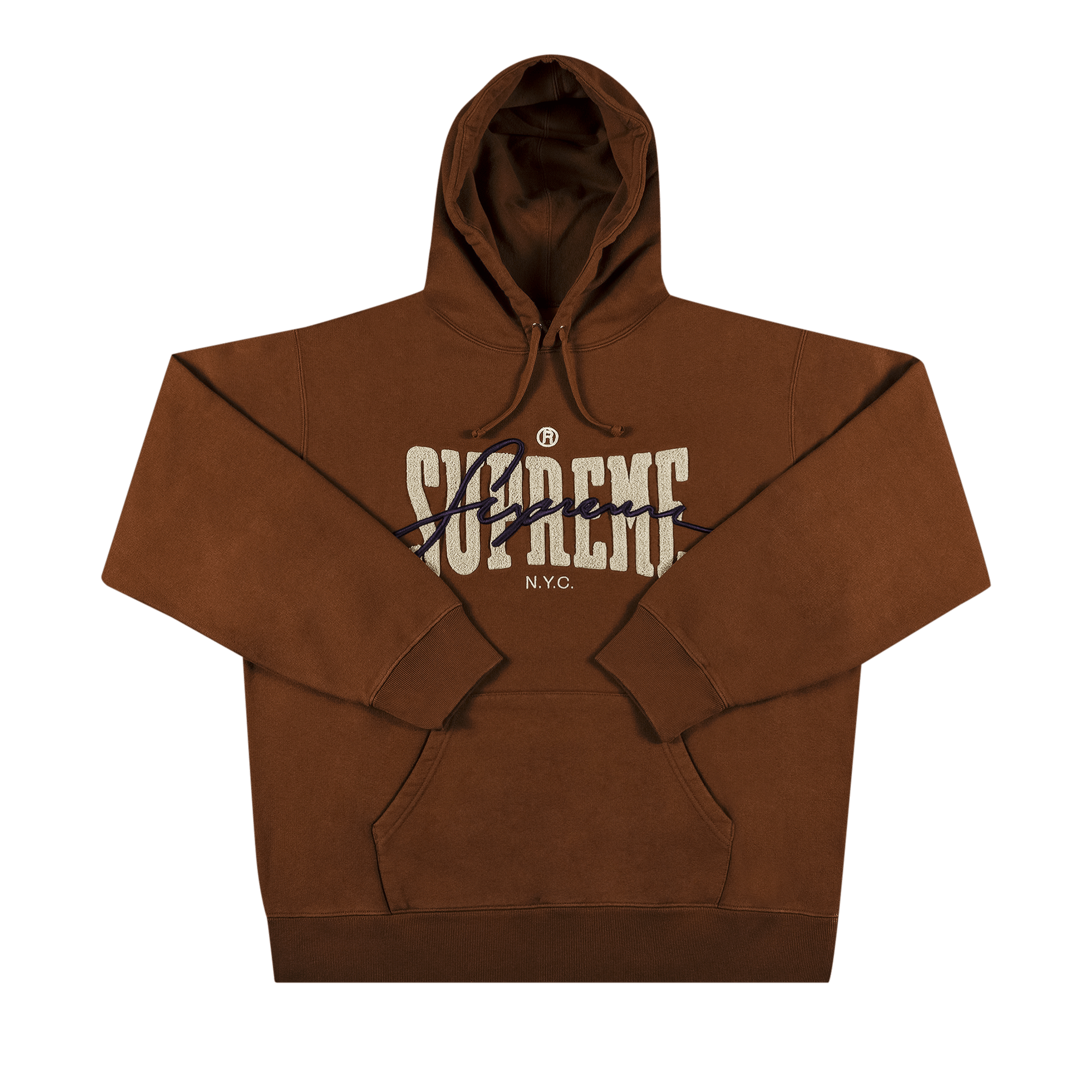 Supreme Embroidered Chenille Hooded Sweatshirt 'Brown'