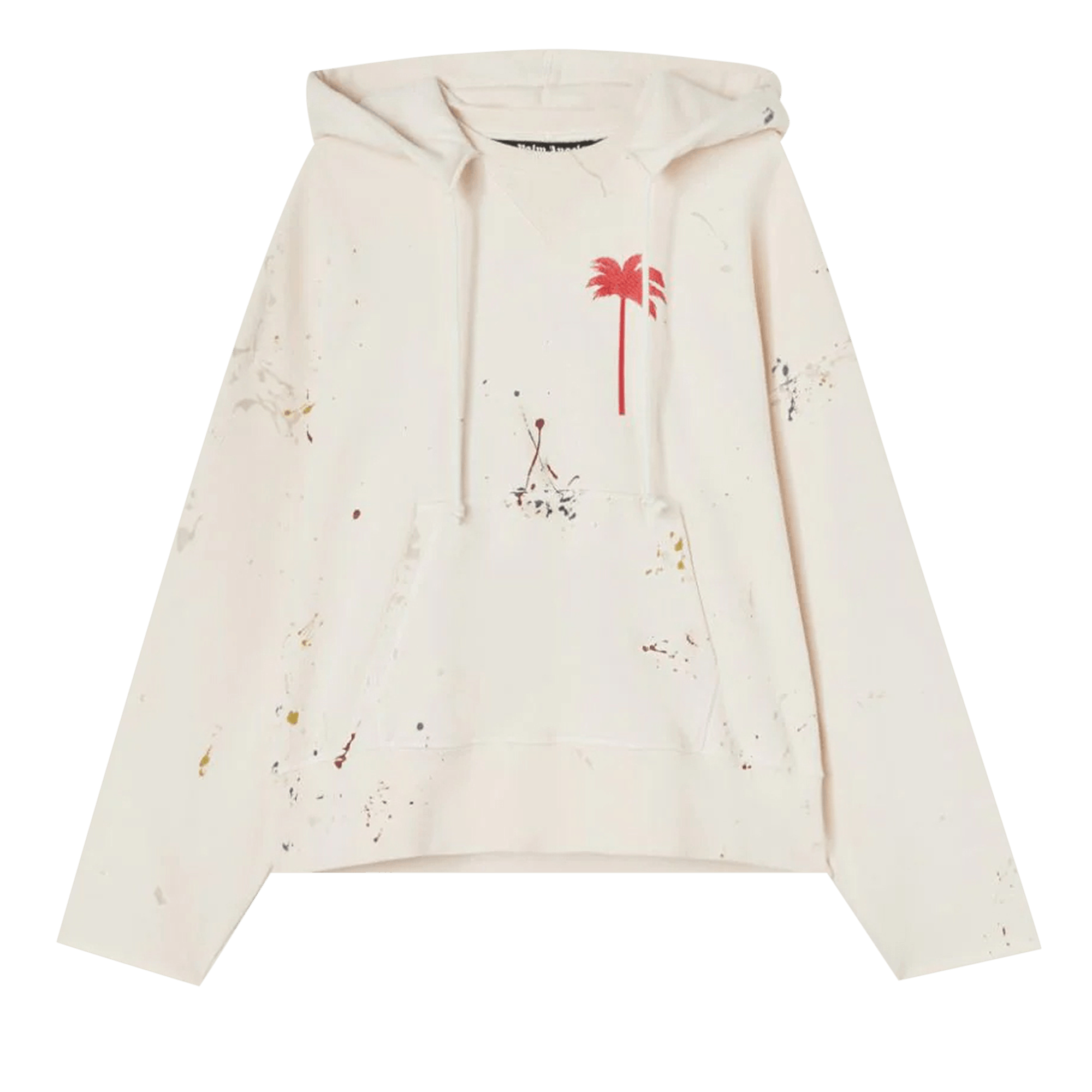 Palm Angels PxP Painted Raw Cut Hoodie 'Off White/Red'