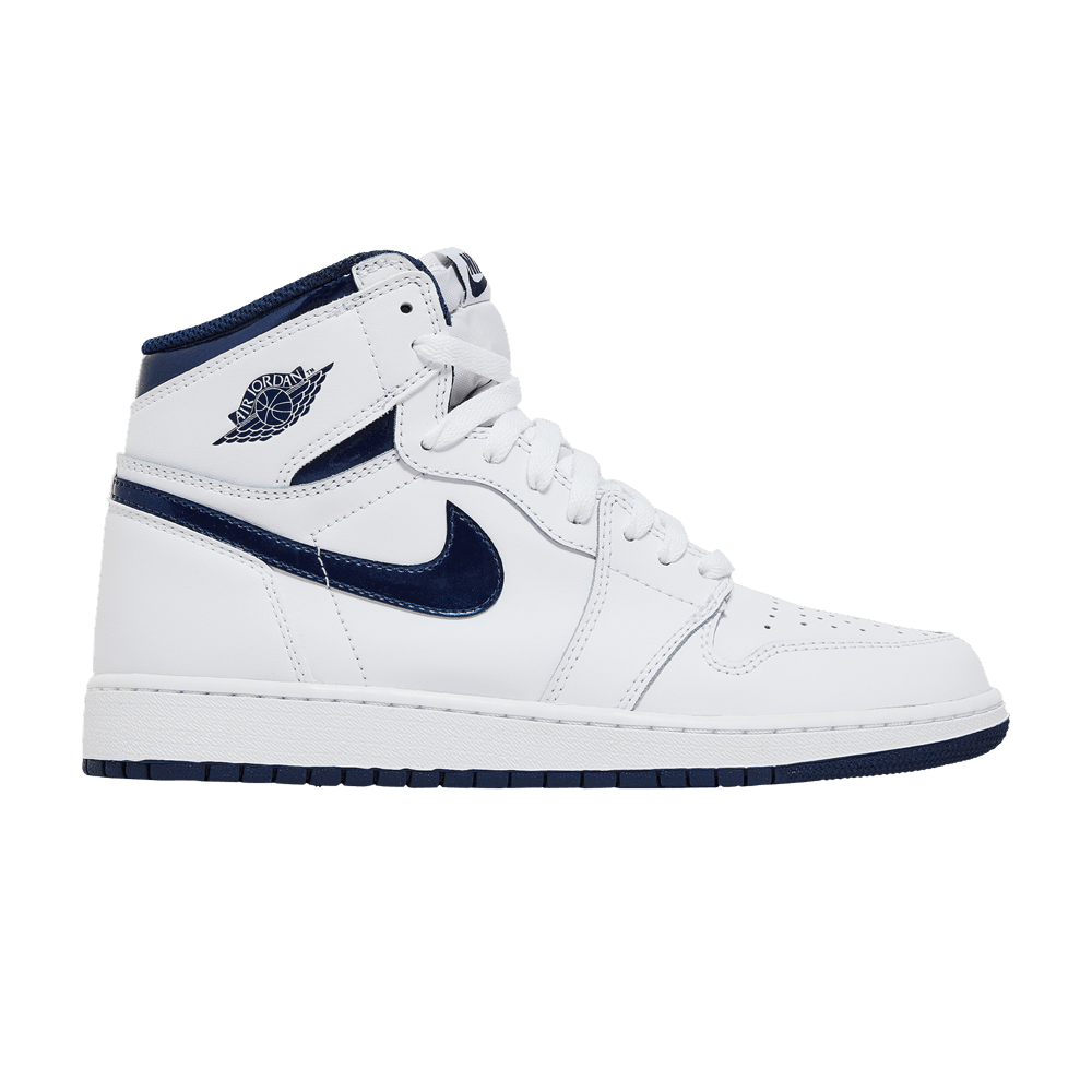 Pre-owned Air Jordan 1 Retro High Og Bg 'metallic Navy' In White