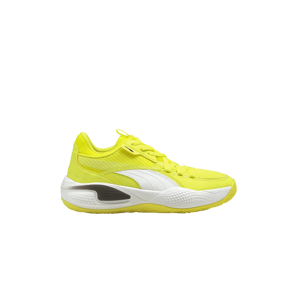 Pre-owned Puma Court Rider I Jr 'yellow Glow White'