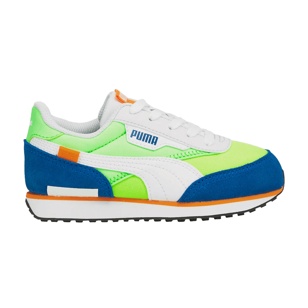 Pre-owned Puma Future Rider Play On Jr 'white Fizzy Lime'
