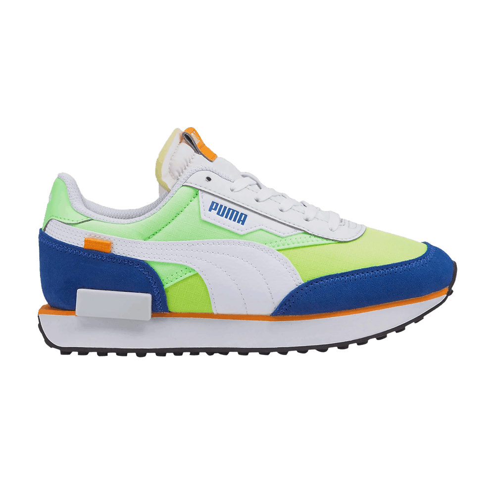 Pre-owned Puma Future Rider Play On Jr 'white Fizzy Lime'