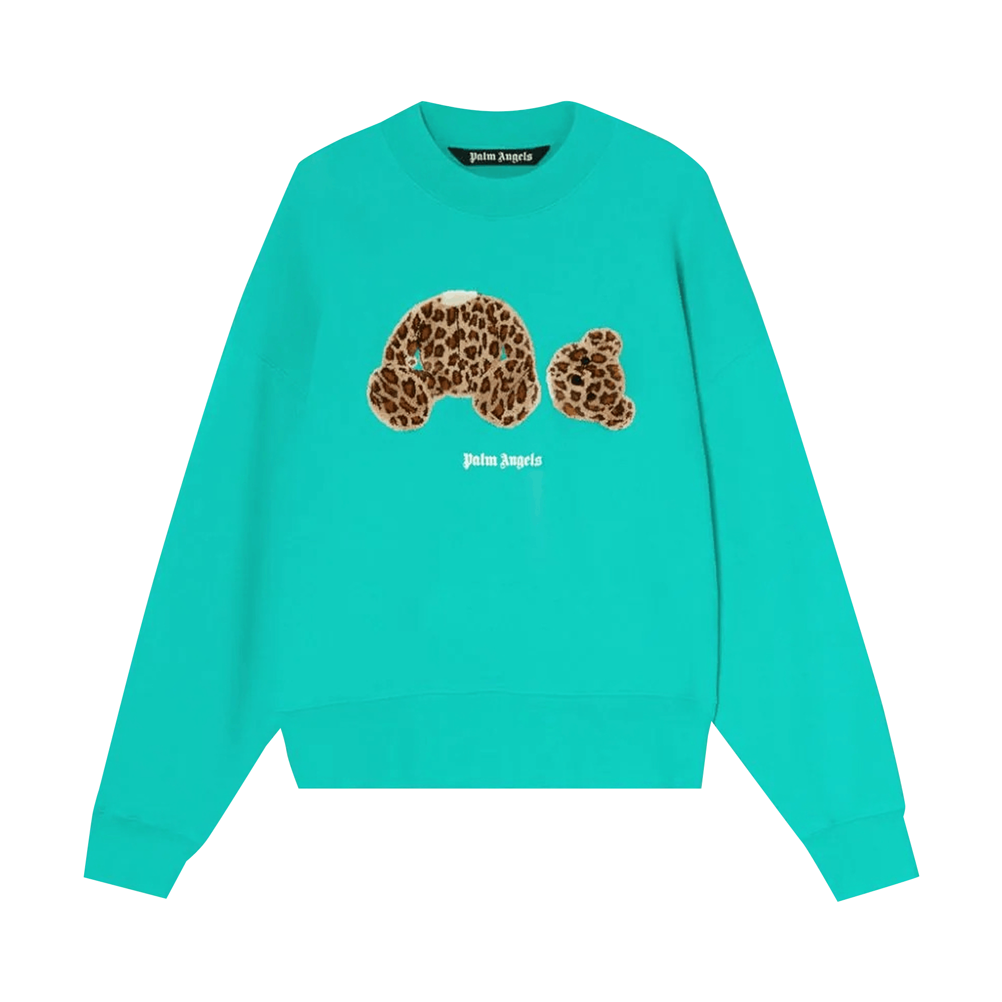 Palm Angels PA Leopard Bear Crewneck 'Forest Green/Brown'