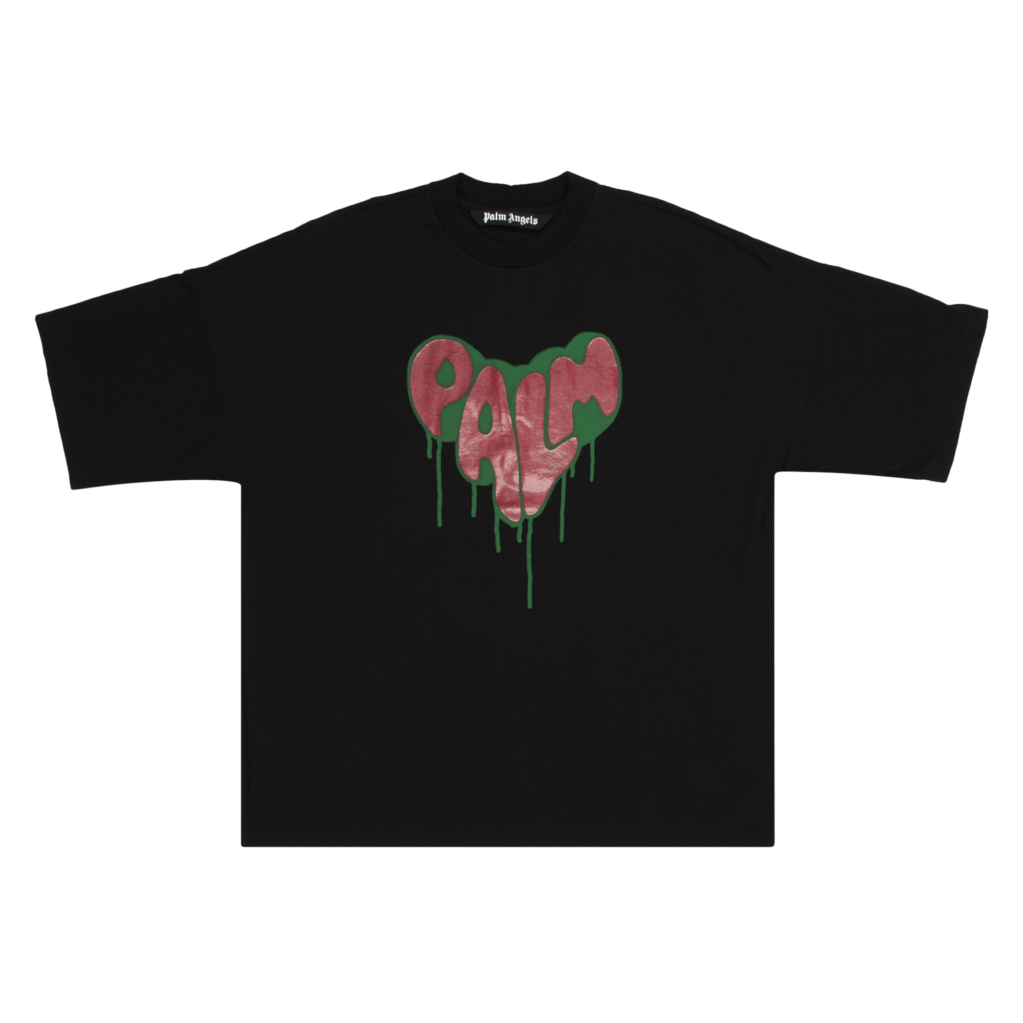 Palm Angels Spray Heart Loose Tee 'Black/Fuchsia'