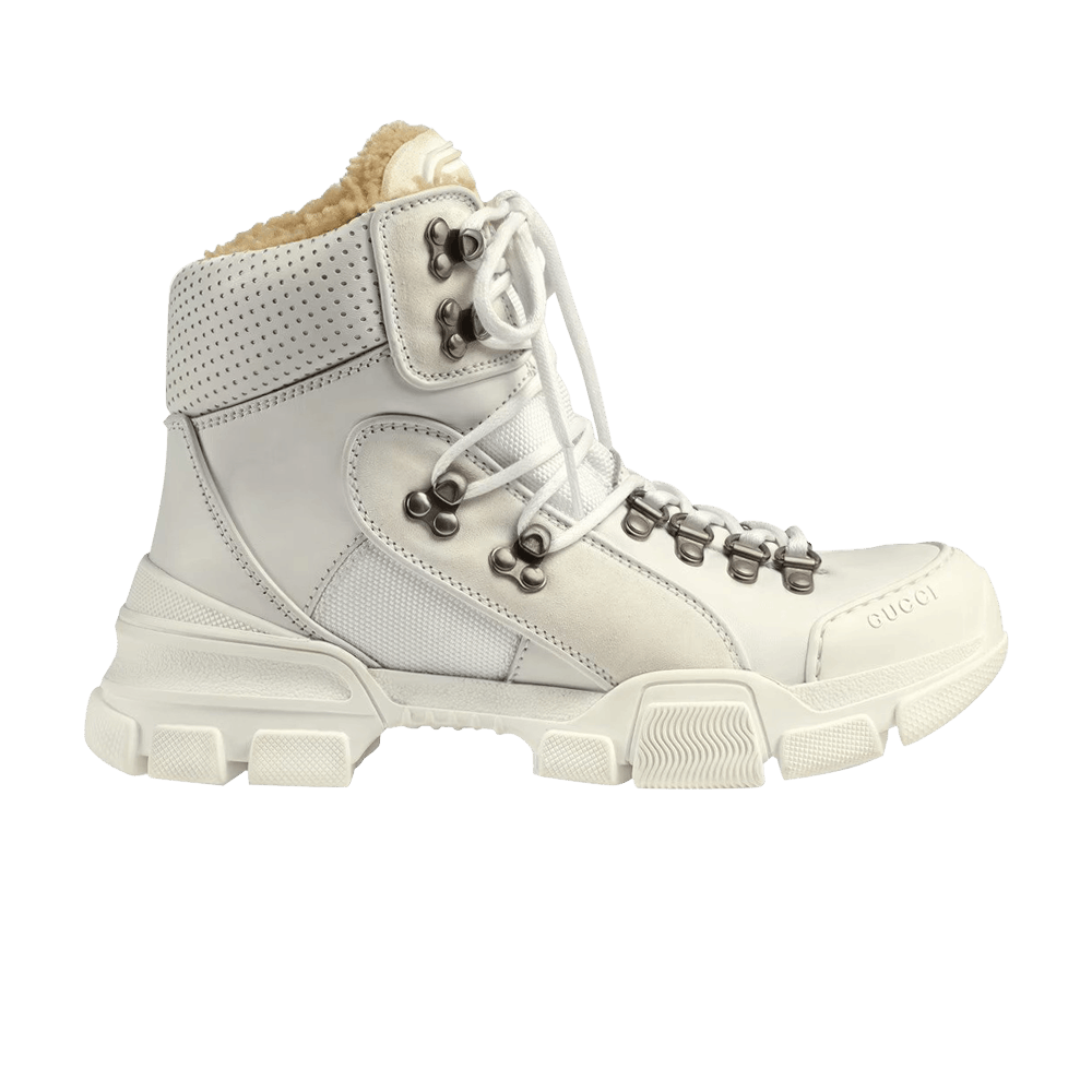 Gucci Wmns Flashtrek High 'Faux Shearling - White'