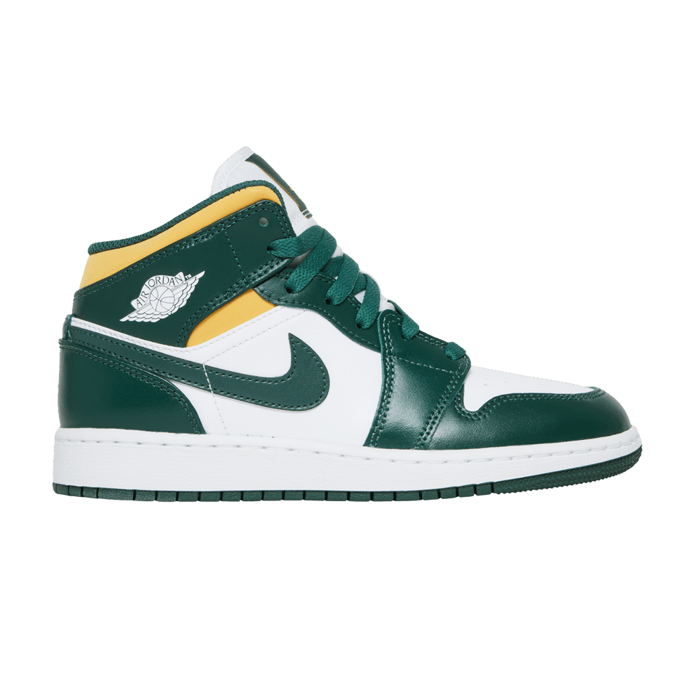 Pre-owned Air Jordan 1 Mid Gs 'sonics' In White