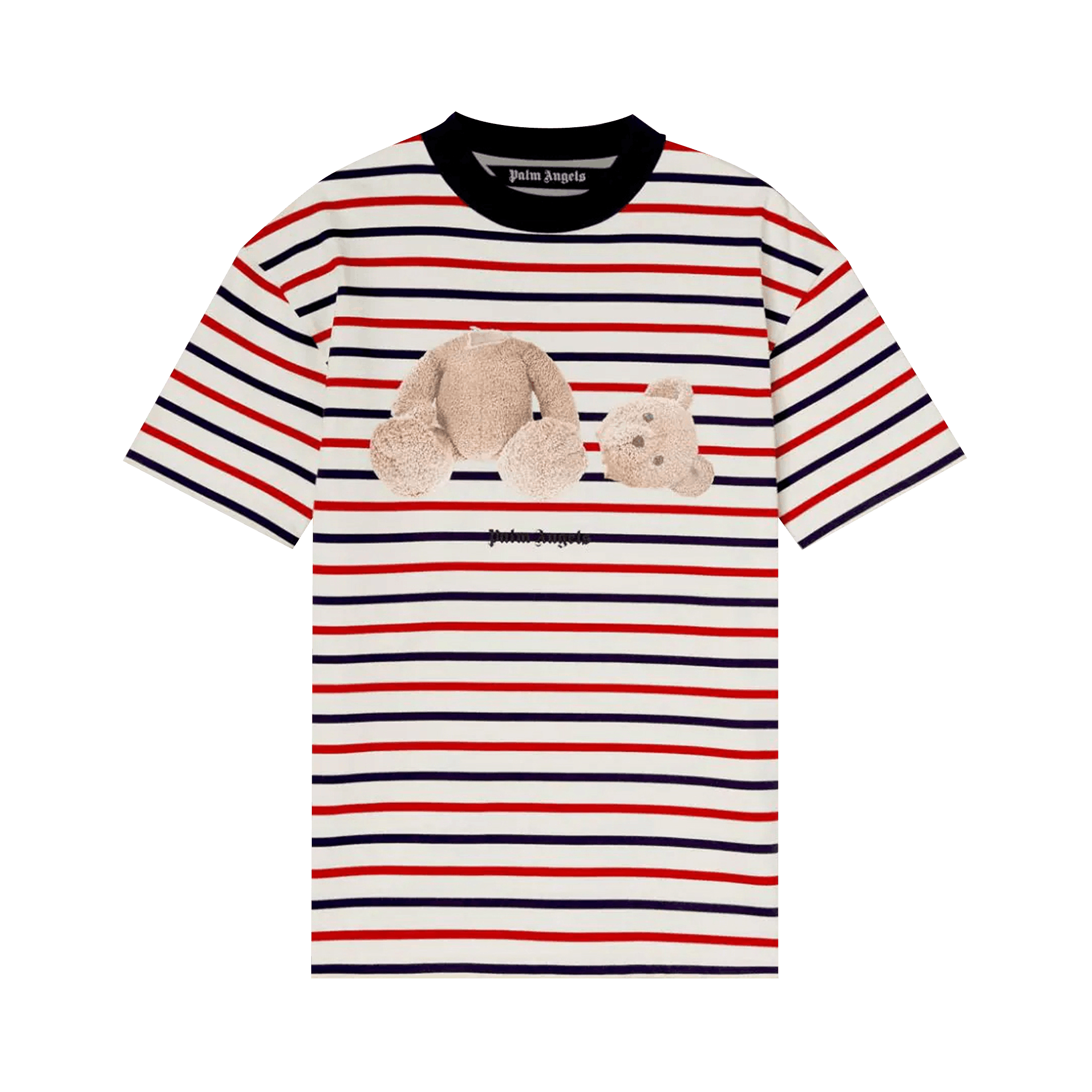 Pre-owned Palm Angels Pa Bear Stripes Classic Tee 'red/brown' In Multi-color