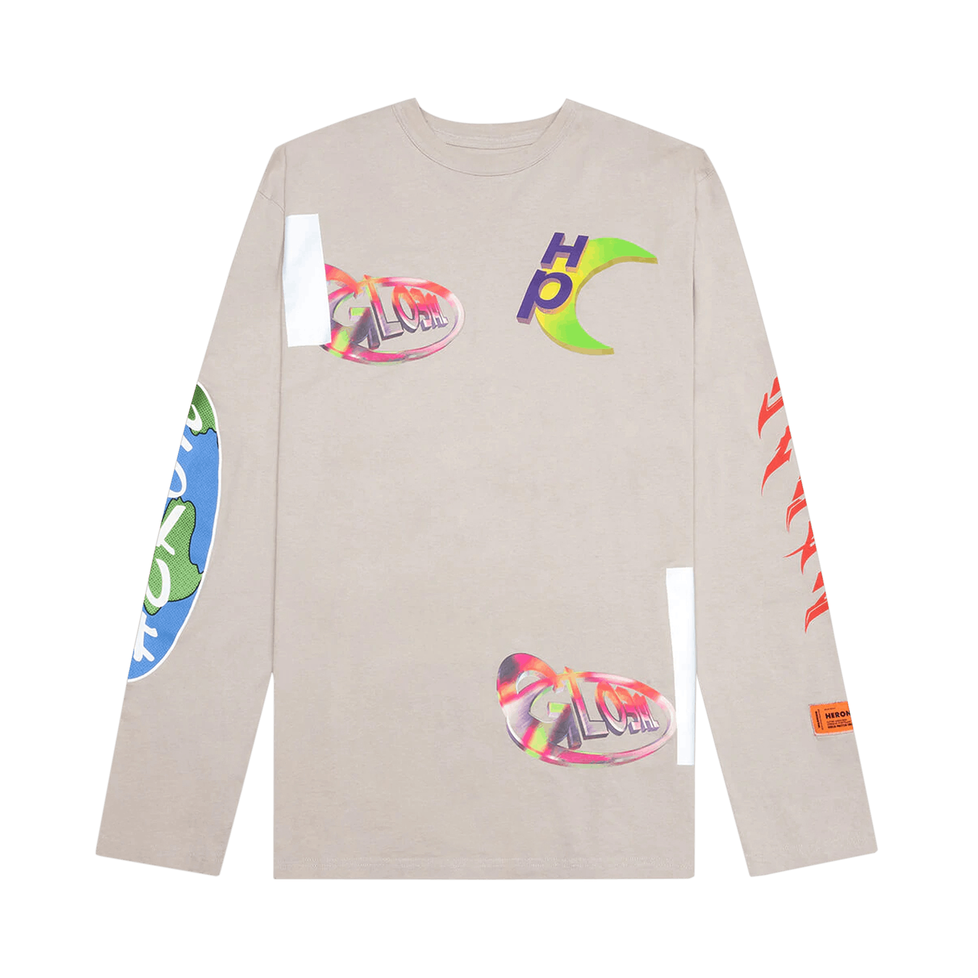 Heron Preston Global Collage Long-Sleeve Tee 'Grey/Blue'