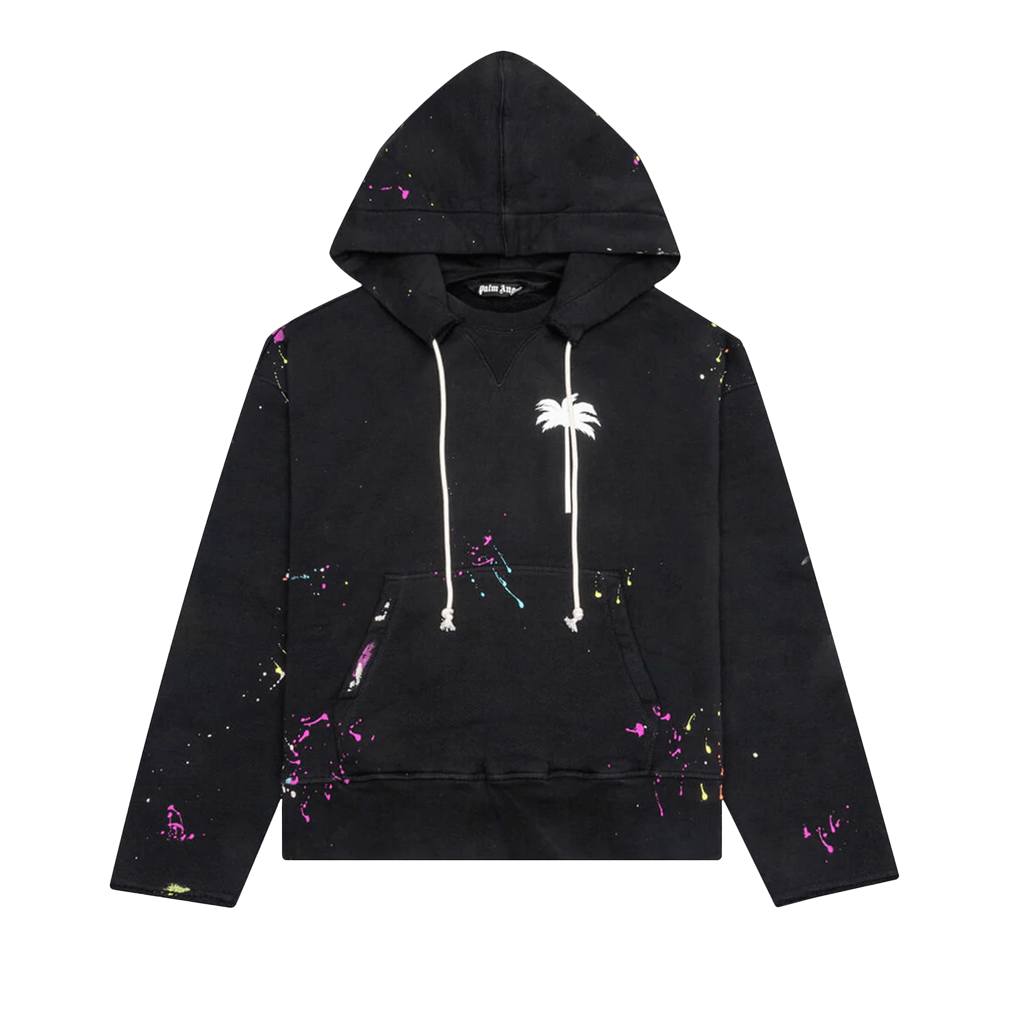 Palm Angels PxP Painted Raw Cut Hoodie 'Black/White'